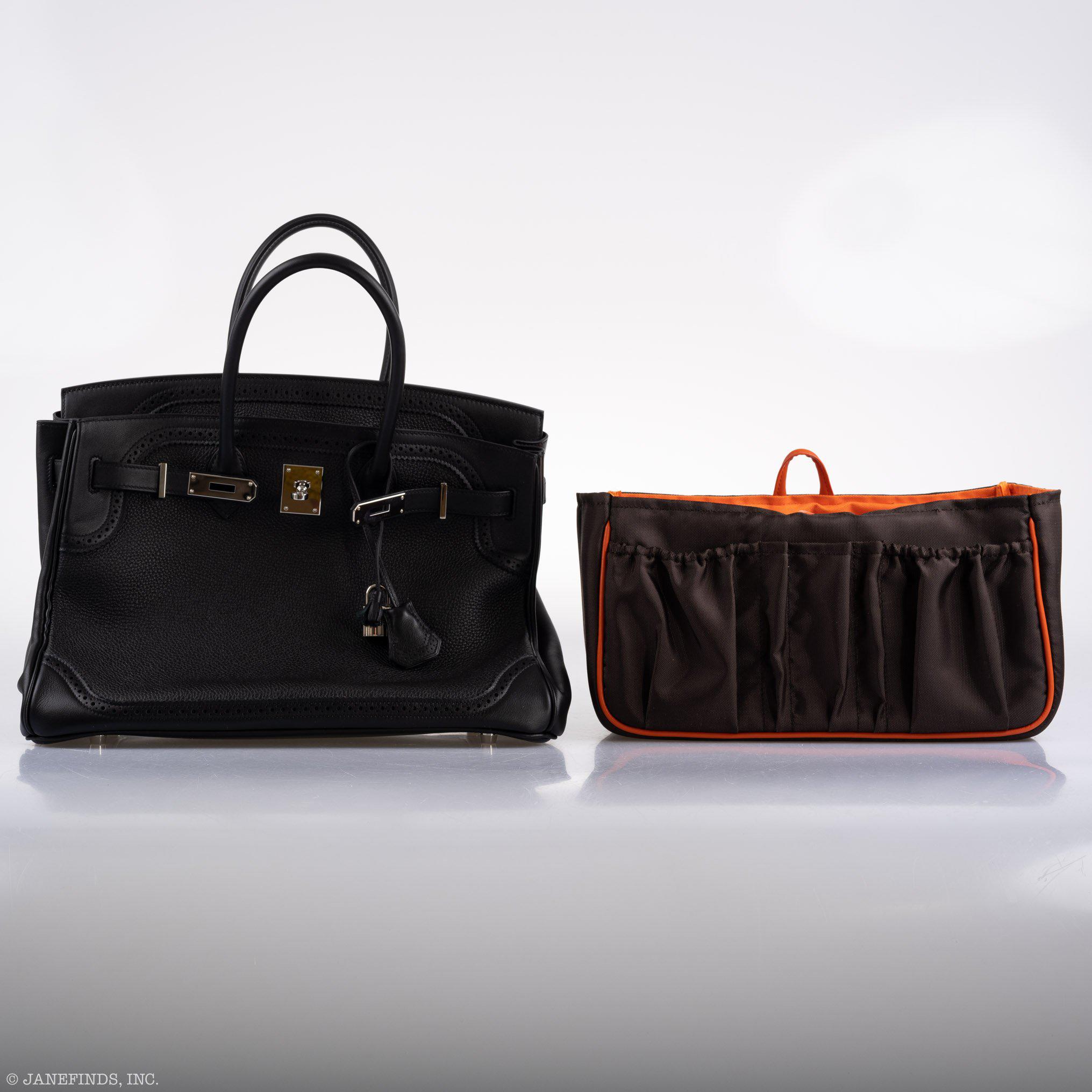 Hermès Ghillies Birkin 35 Black Togo & Evergrain with Palladium Hardware