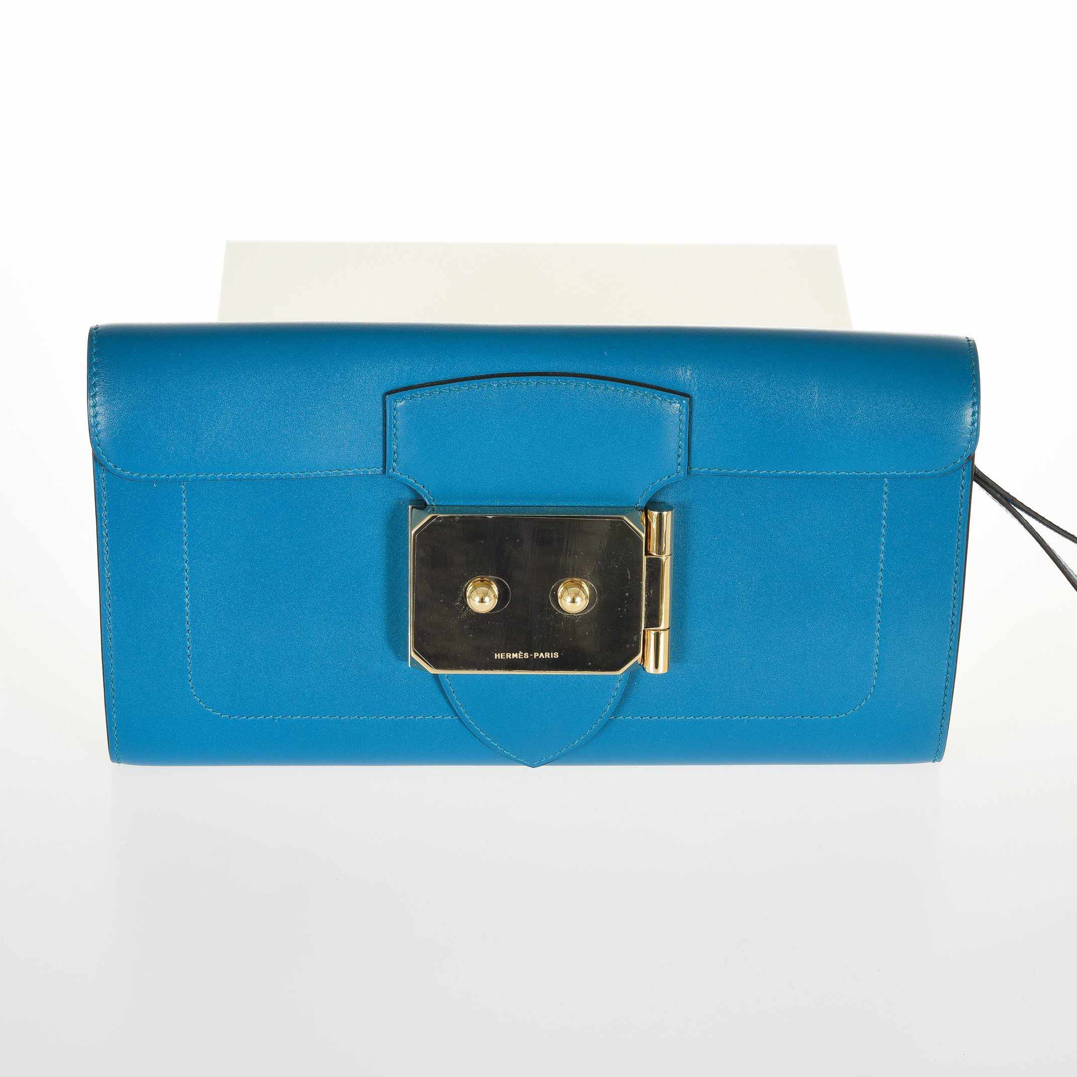 Hermès Goodlock Blue Izmir Calf Gold Hardware