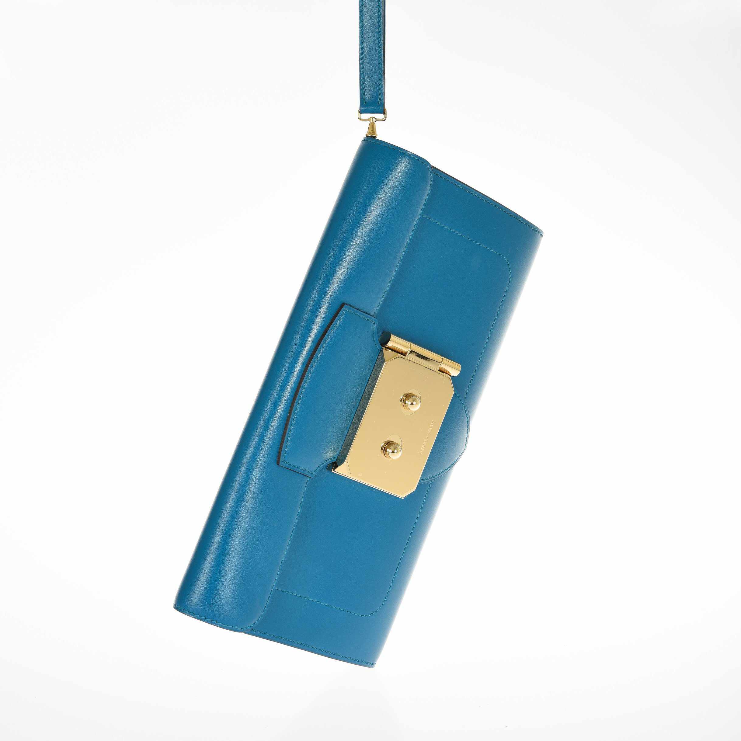 Hermès Goodlock Blue Izmir Calf Gold Hardware