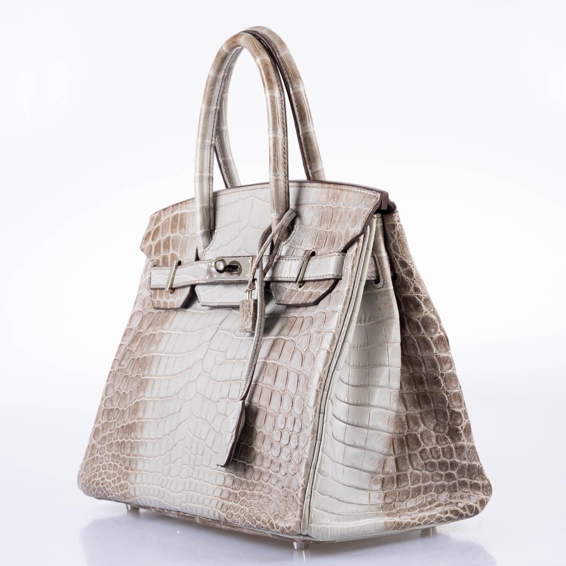 Hermès Gris Cendre Himalaya Birkin 30 Matte Nilo Crocodile with Palladium Hardware - 2013, Q Square