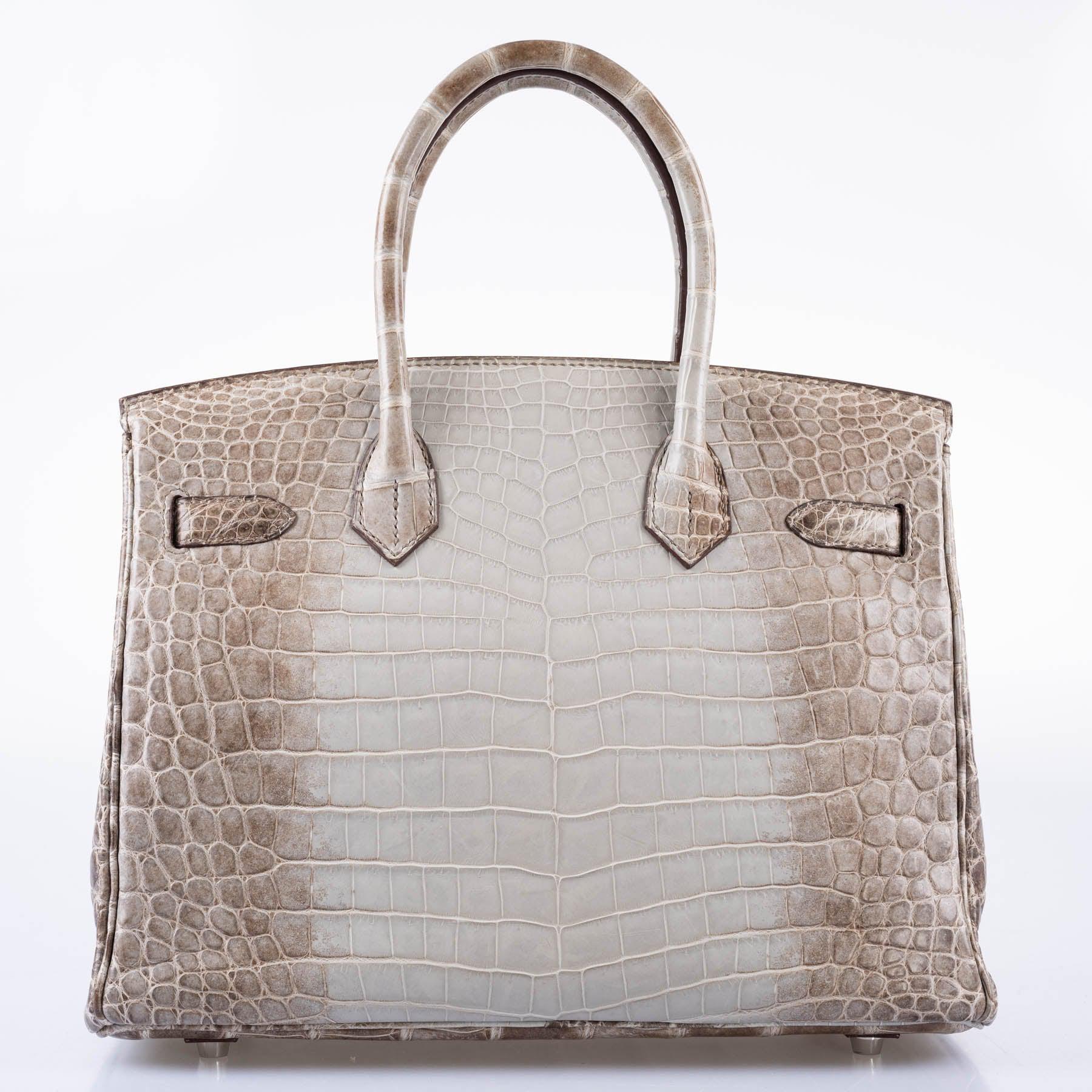 Hermès Gris Cendre Himalaya Birkin 30 Matte Nilo Crocodile with Palladium Hardware - 2013, Q Square