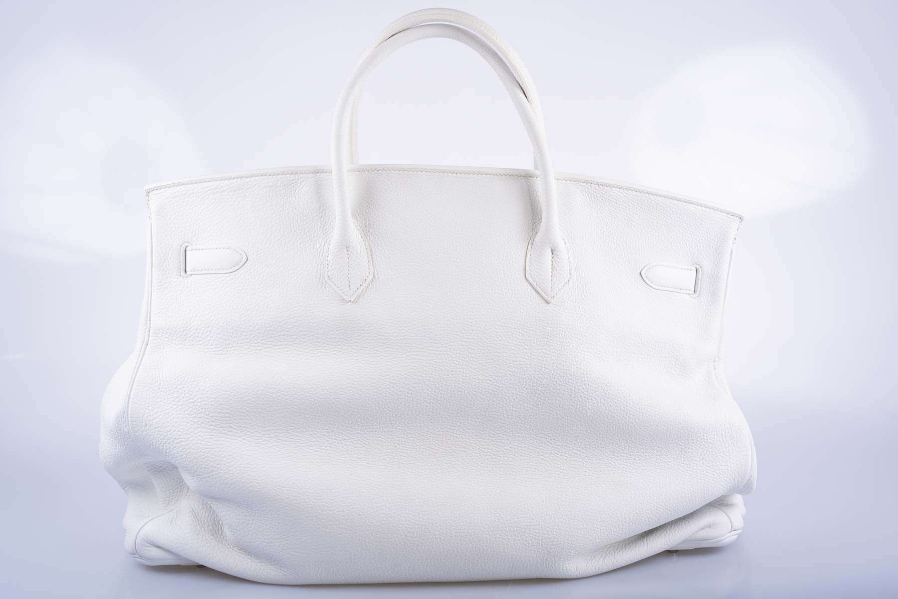 Hermès HAC 55 White Togo Palladium Hardware