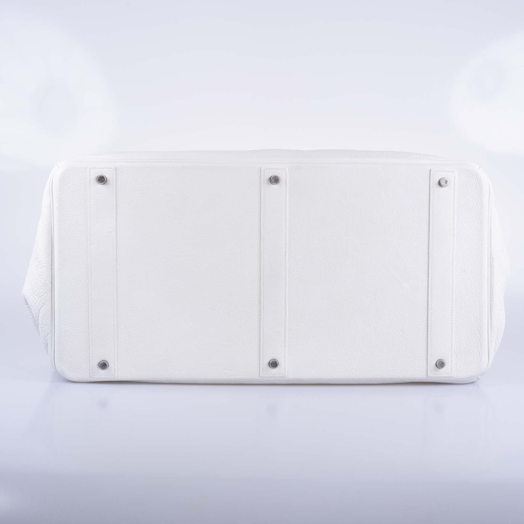 Hermès HAC 55 White Togo Palladium Hardware