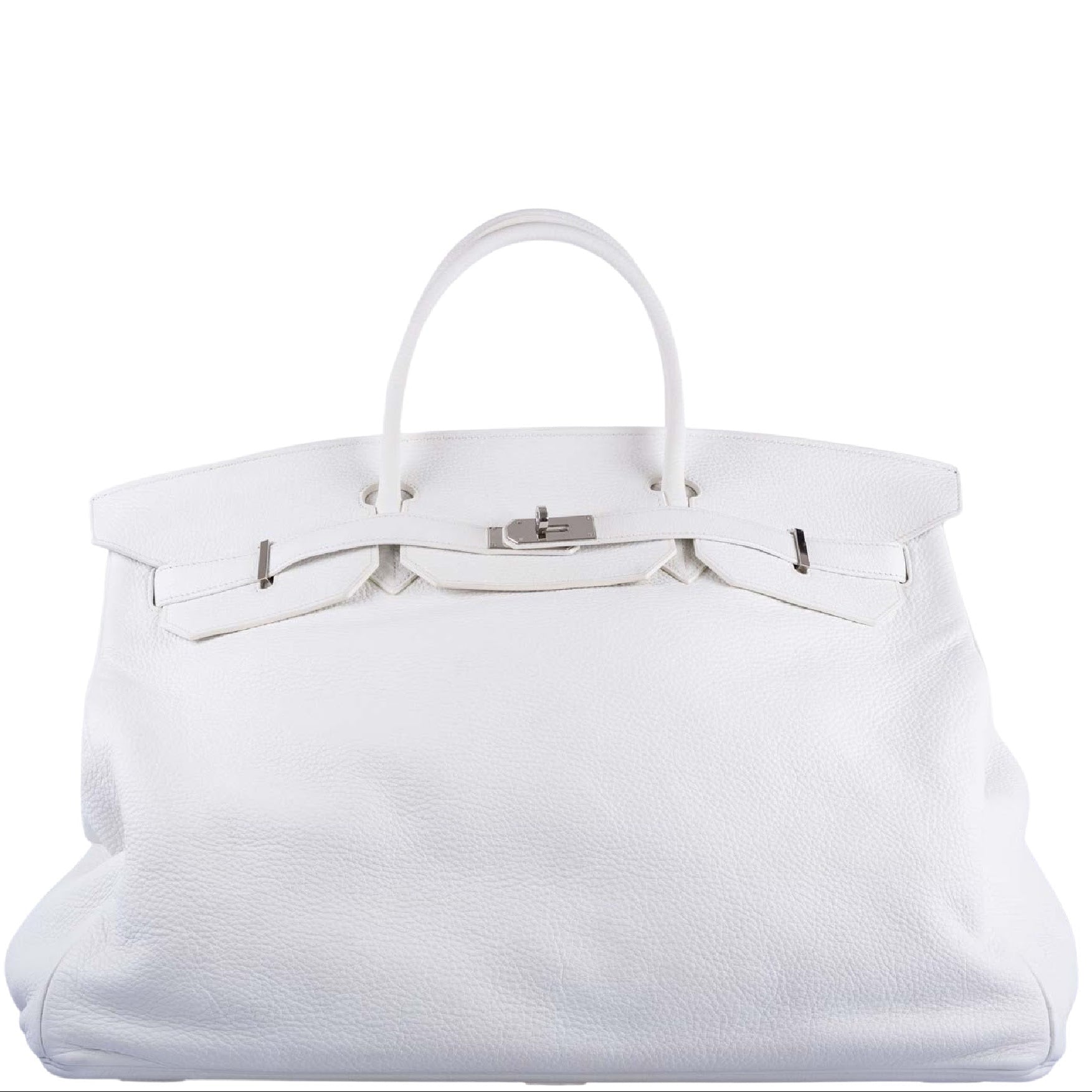 Hermès HAC 55 White Togo Palladium Hardware