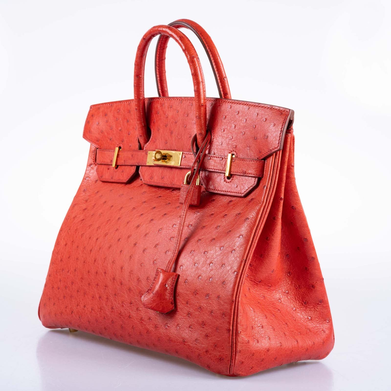 Hermès HAC Birkin 32 Rouge Vif Ostrich Gold Hardware