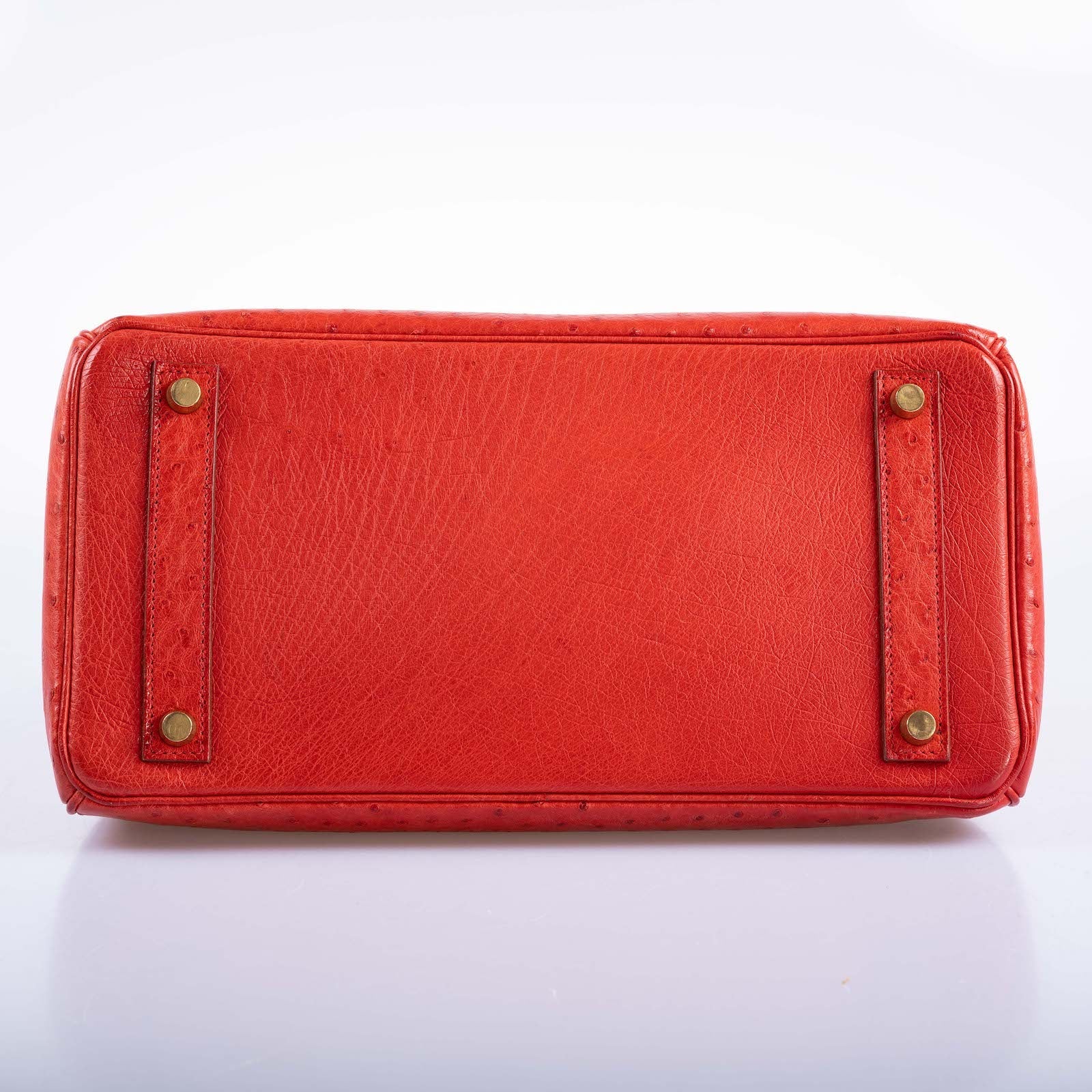 Hermès HAC Birkin 32 Rouge Vif Ostrich Gold Hardware