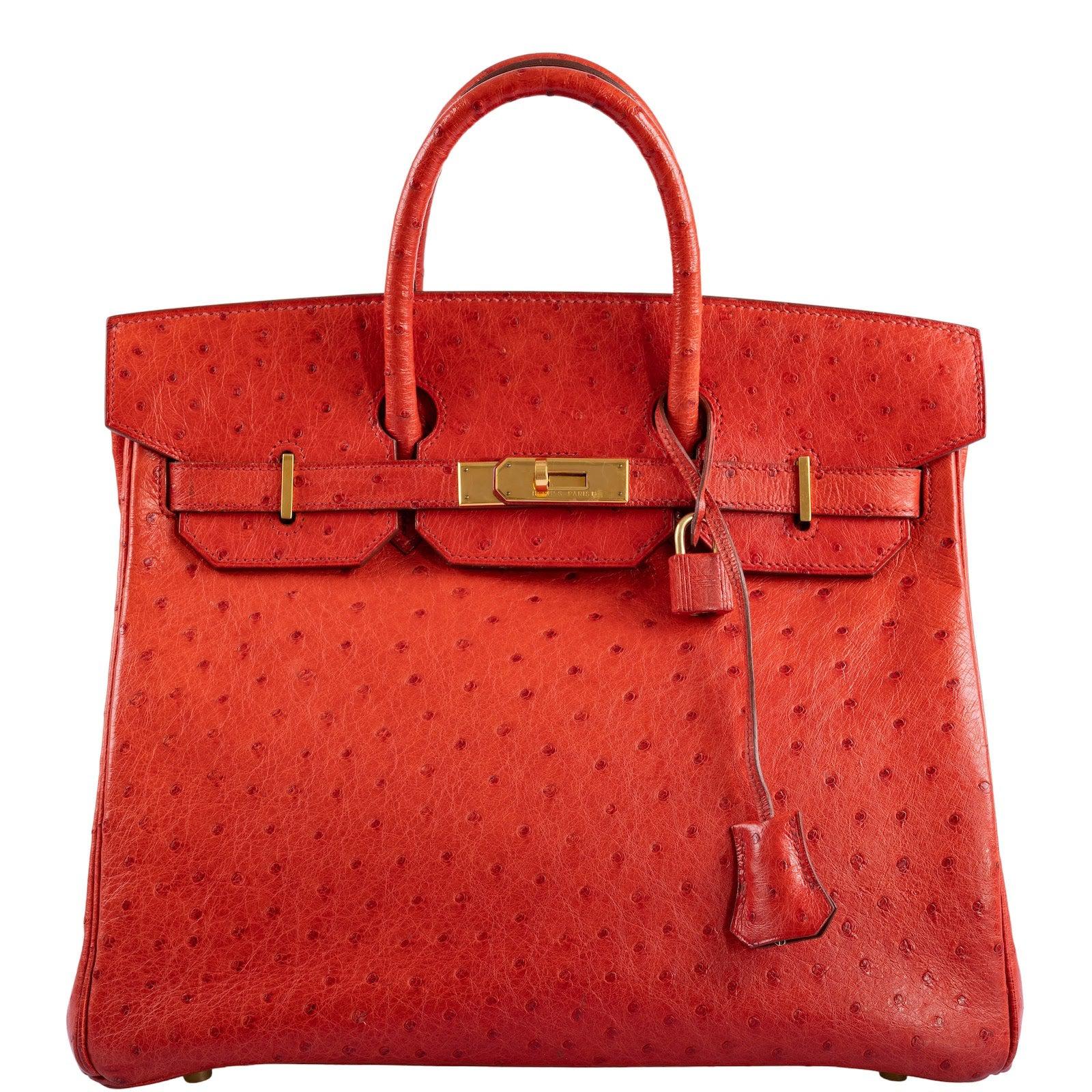 Hermès HAC Birkin 32 Rouge Vif Ostrich Gold Hardware