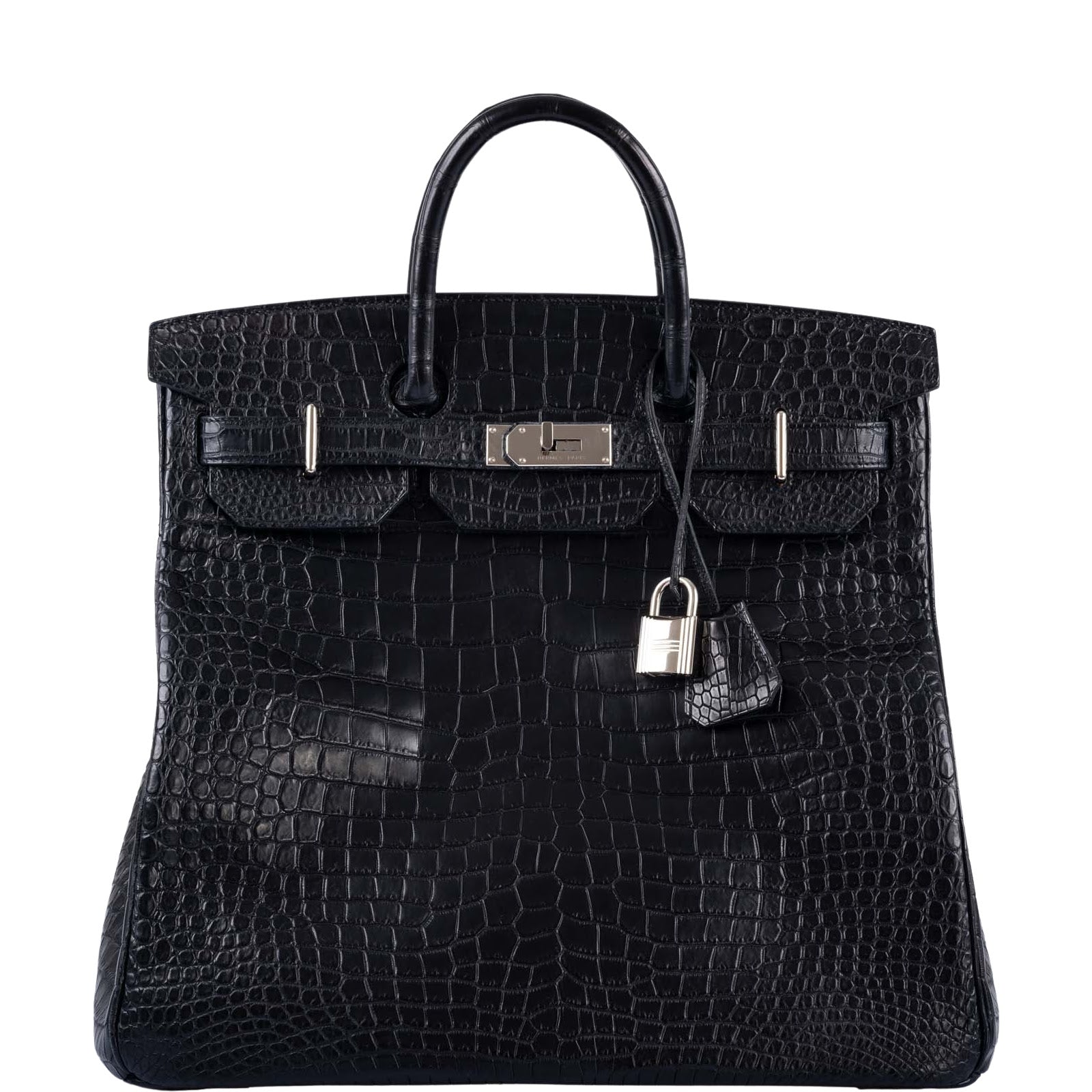 Hermès HAC Birkin 40 Black Matte Porosus Crocodile Palladium Hardware