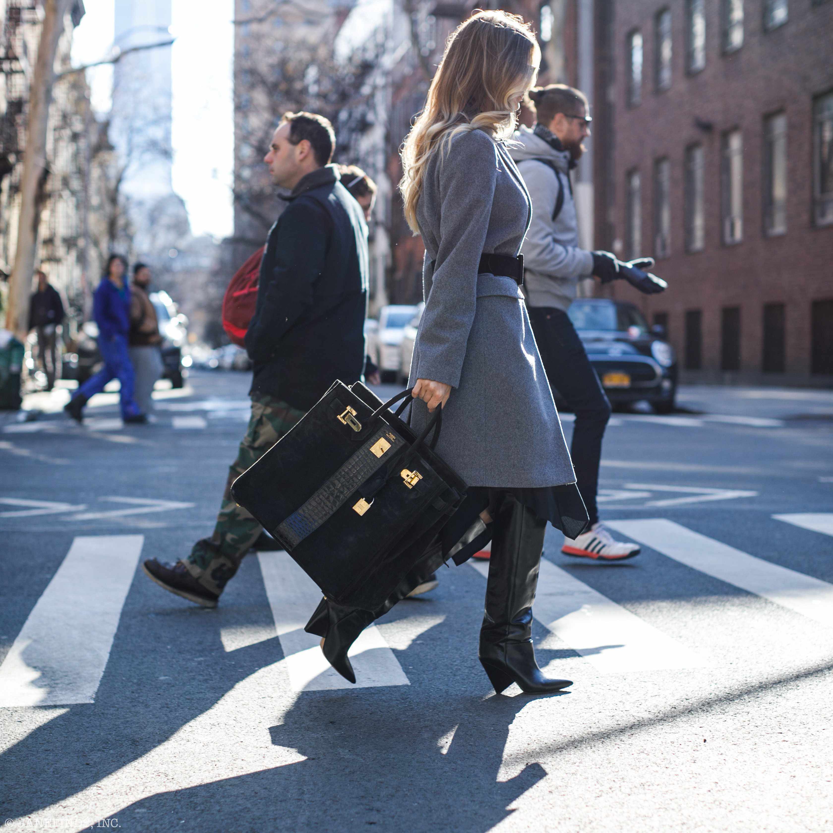 Hermès HAC Birkin 40 Black Suede & Crocodile Gold Hardware