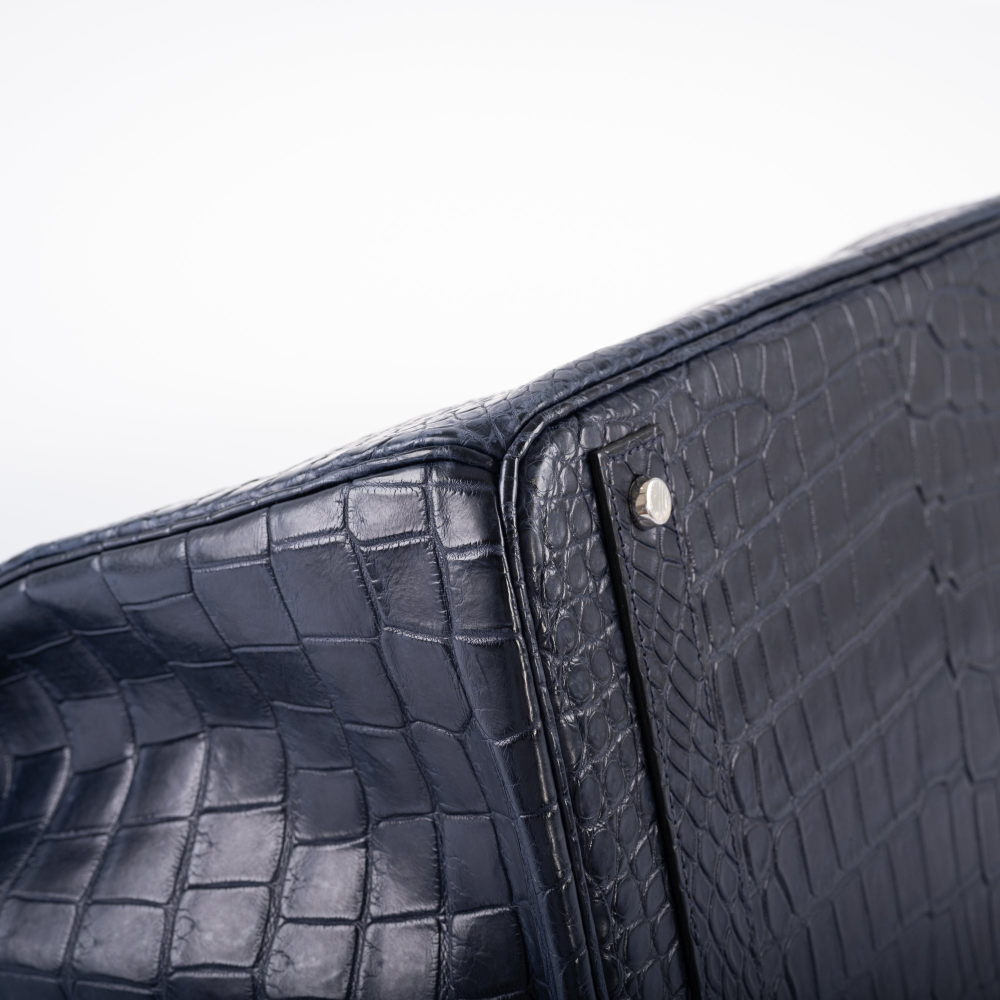 Hermès HAC Birkin 40 Blue Marine Matte Porosus Crocodile Palladium Hardware