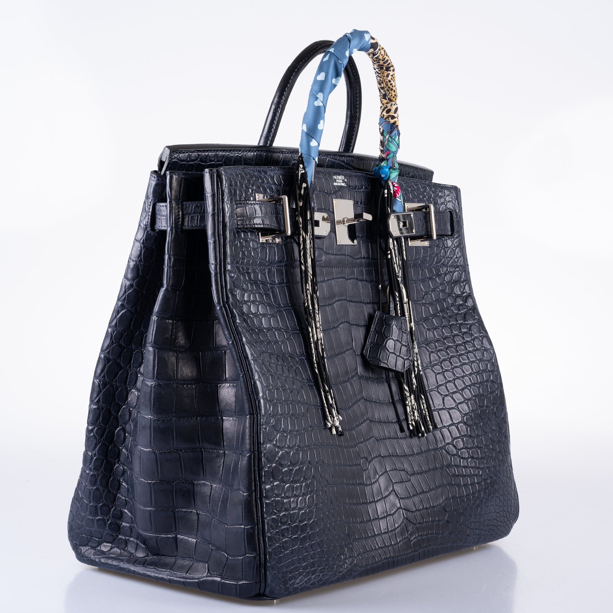Hermès HAC Birkin 40 Blue Marine Matte Porosus Crocodile Palladium Hardware