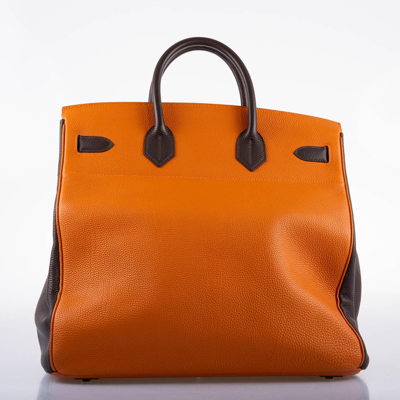 Hermès HAC Birkin 40 Tri-Color Rouge Garance Chocolat Terre Battue Fjord Ruthenium Hardware