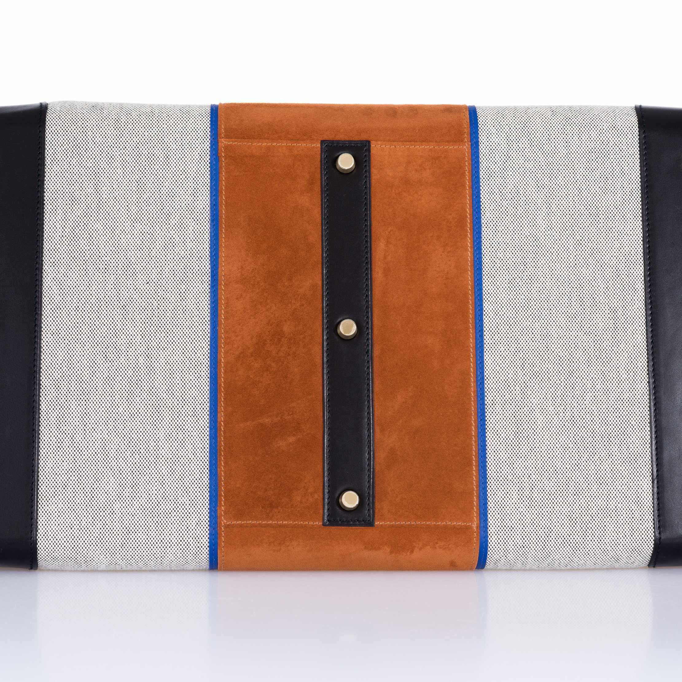 Hermès HAC Birkin 50 Toile Suede and Swift Brushed Gold Hardware Runway
