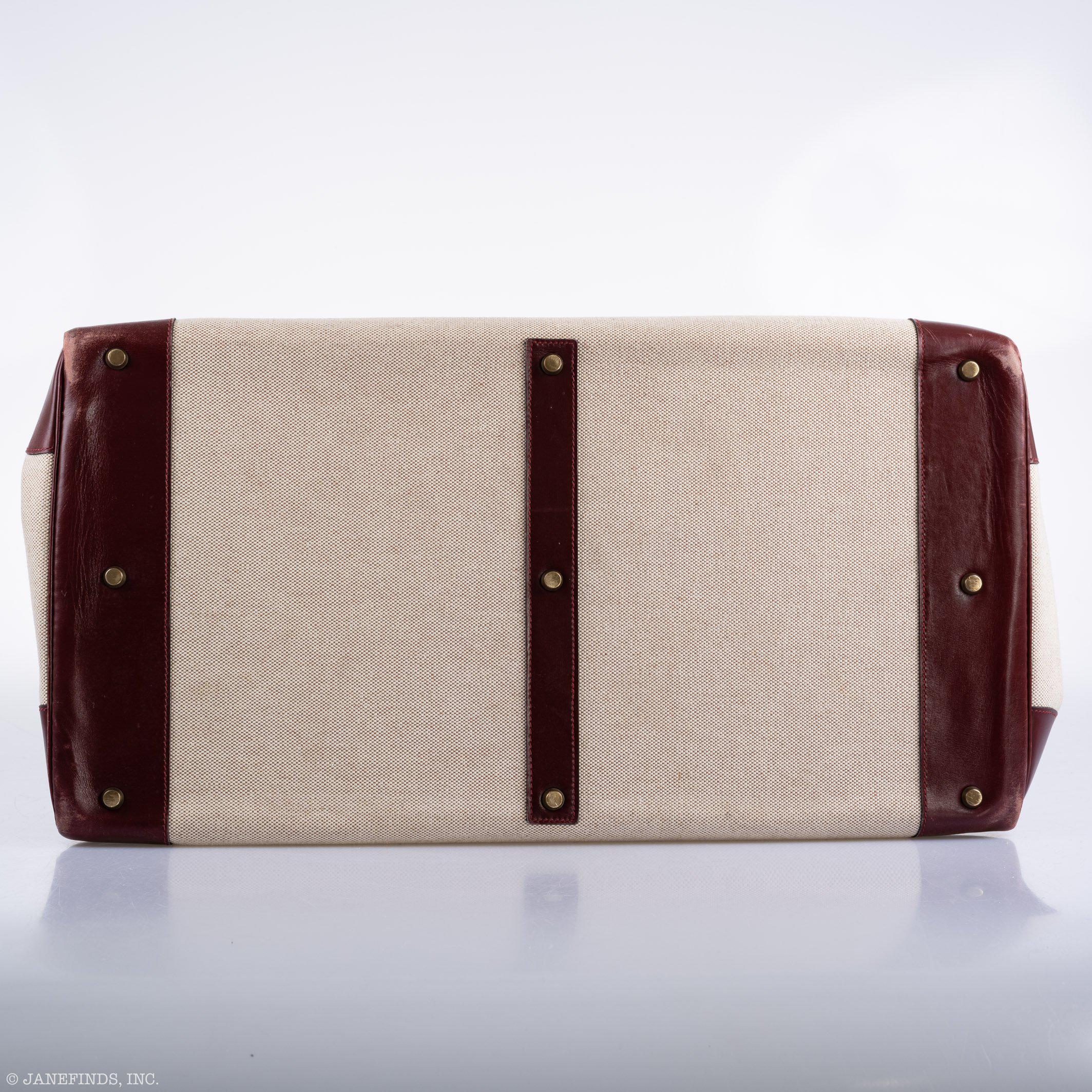 Hermès HAC Birkin 55 Toile & Rouge H Box with Gold Hardware - 1981, K Circle