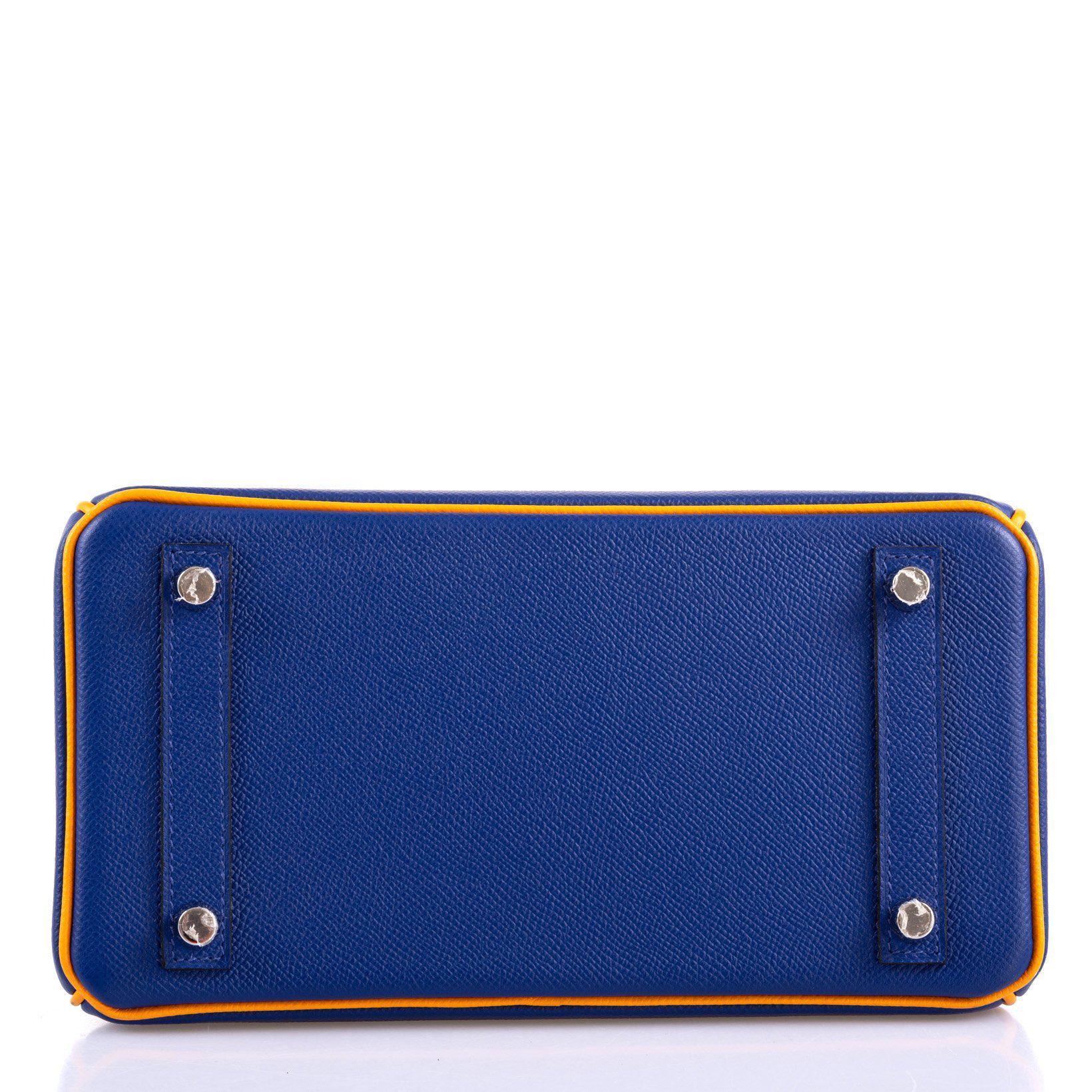 Hermès HSS Birkin 25 Jaune D’Or & Blue Electric Epsom Brushed Palladium Hardware - 2018, C