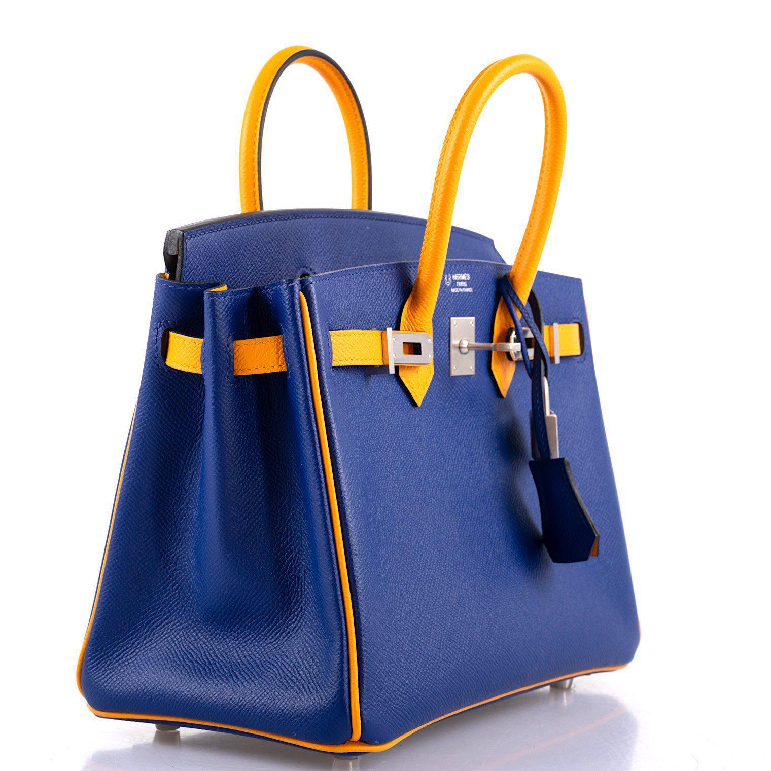 Hermès HSS Birkin 25 Jaune D’Or & Blue Electric Epsom Brushed Palladium Hardware - 2018, C