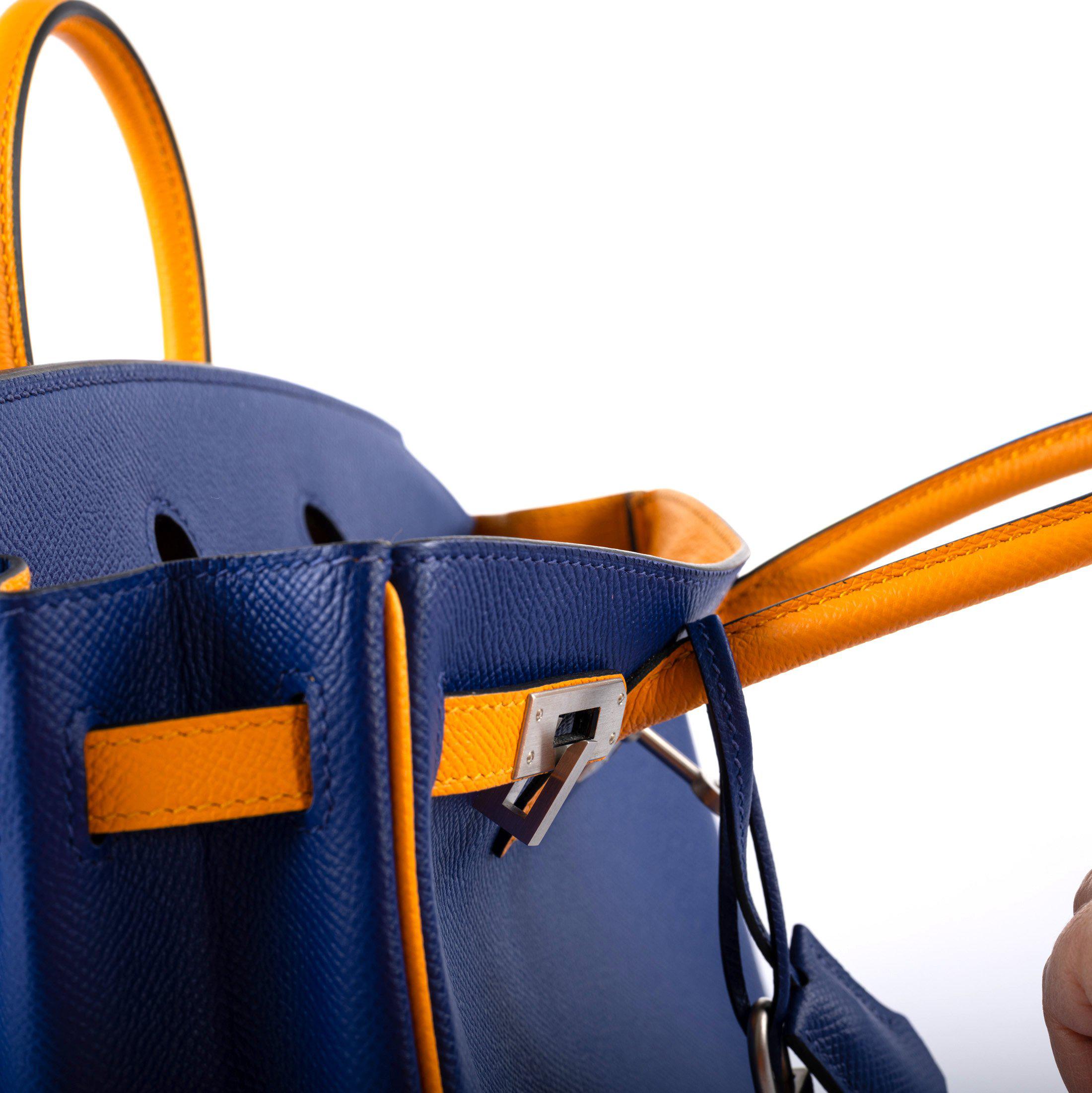 Hermès HSS Birkin 25 Jaune D’Or & Blue Electric Epsom Brushed Palladium Hardware