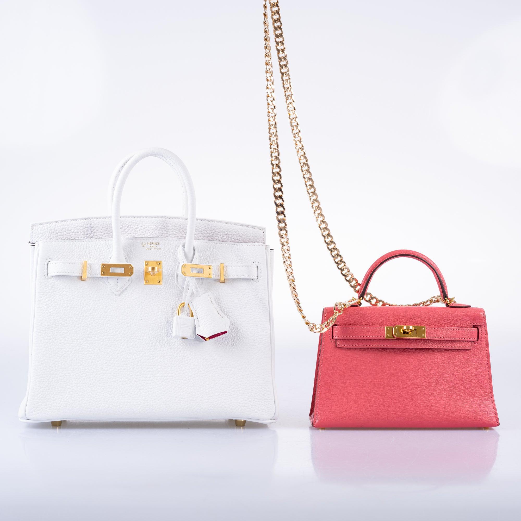 Hermès HSS Birkin 25 White Togo and Rose Pourpre Interior with Brushed Gold Hardware