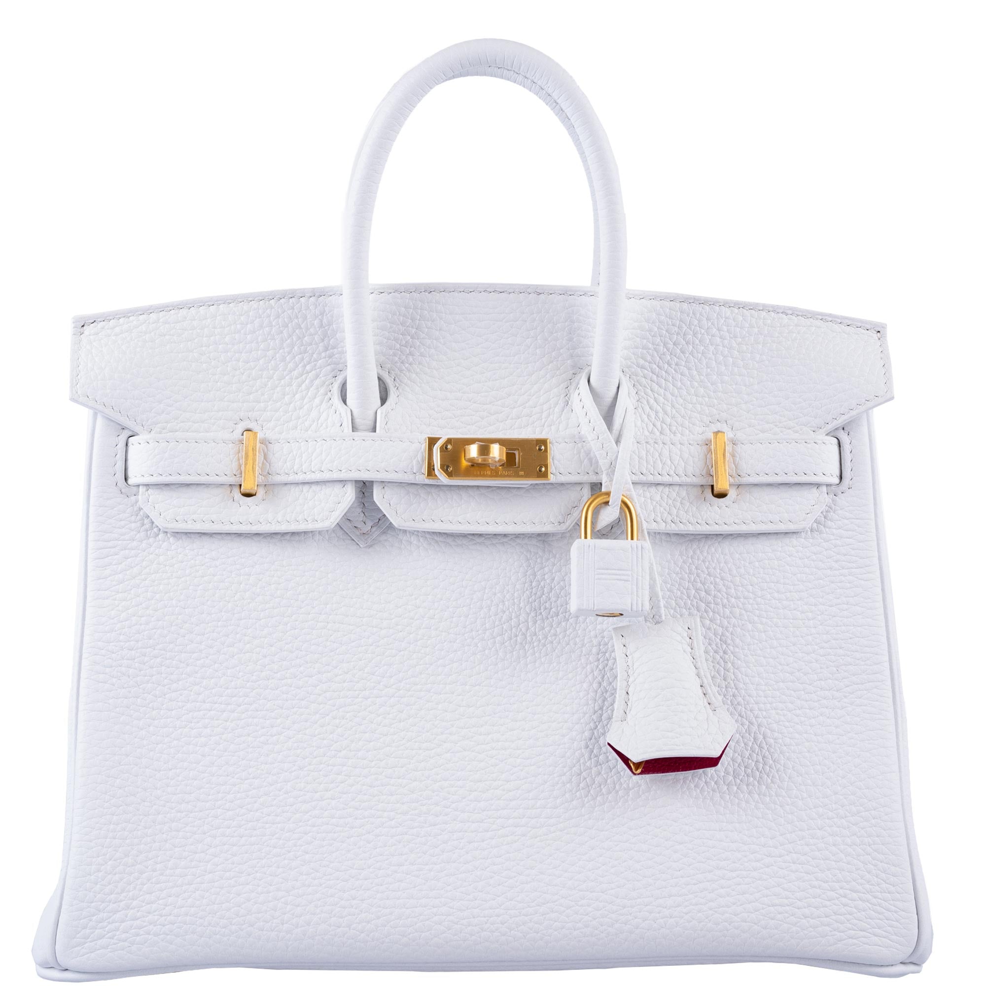 Hermès HSS Birkin 25 White Togo and Rose Pourpre Interior with Brushed