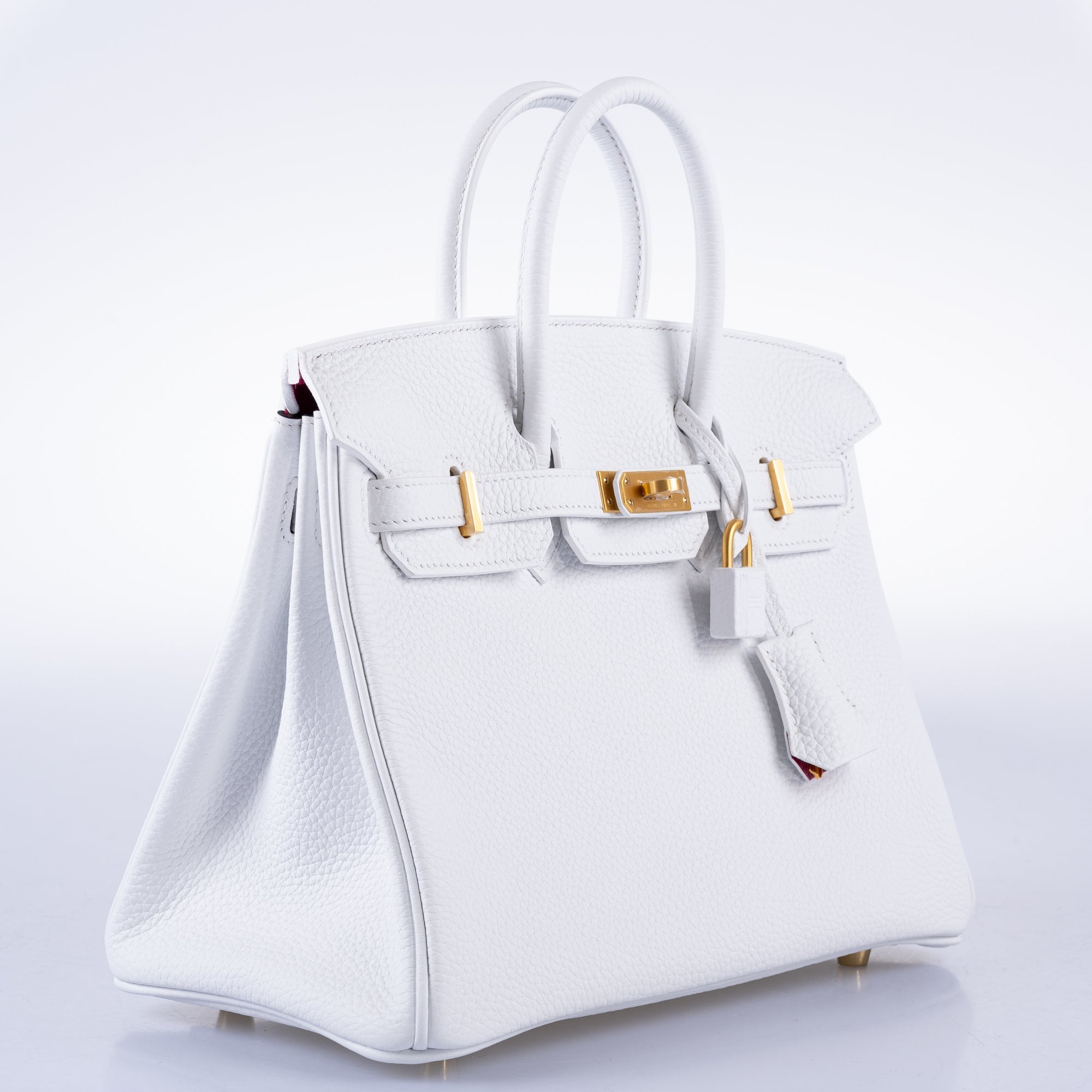 Hermès HSS Birkin 25 White Togo and Rose Pourpre Interior with Brushed Gold Hardware