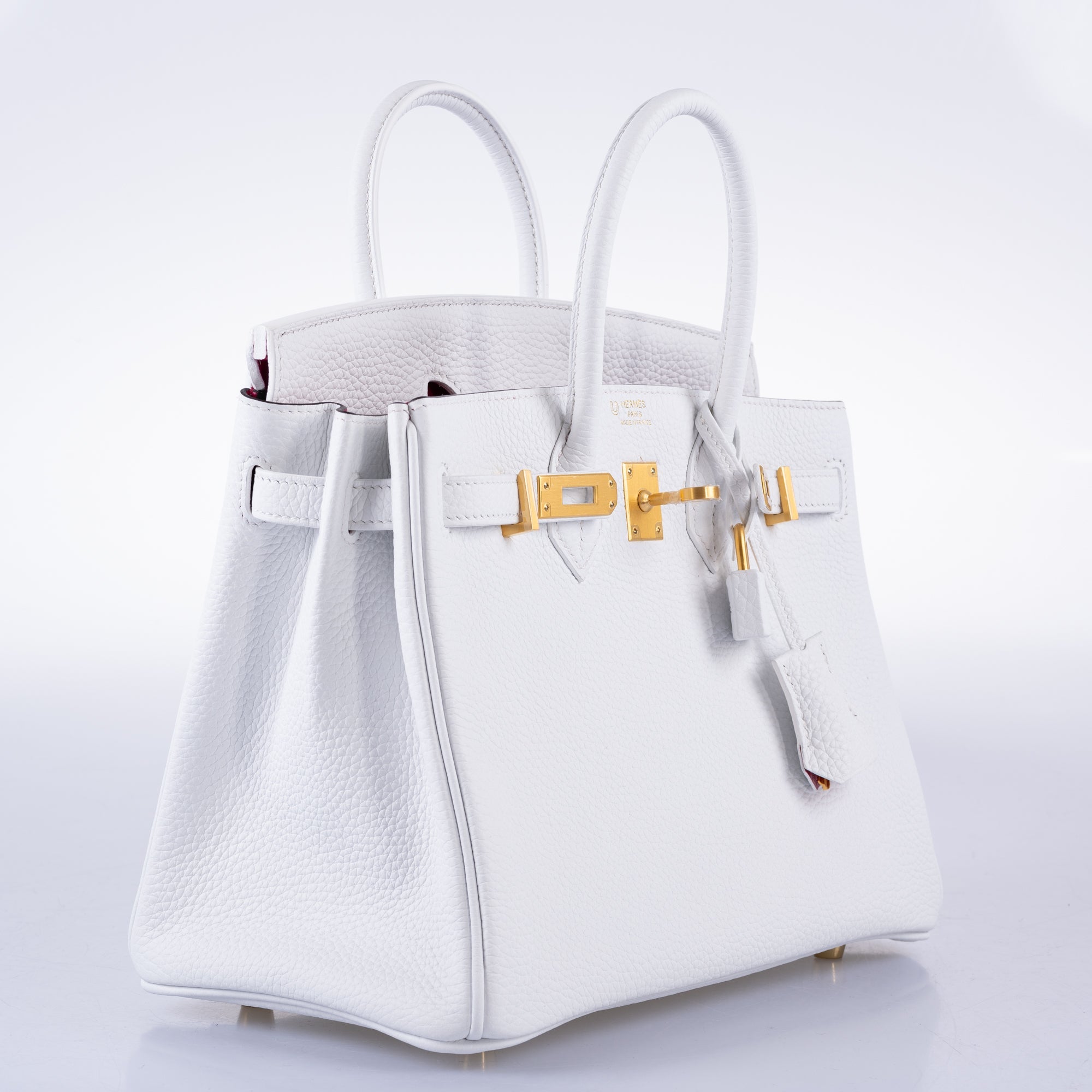 Hermès HSS Birkin 25 White Togo and Rose Pourpre Interior with Brushed Gold Hardware