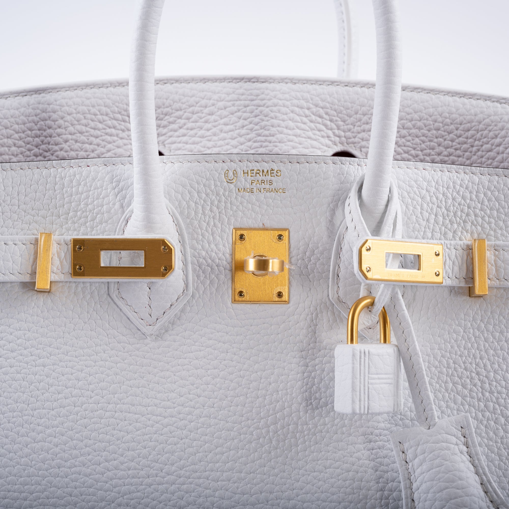 Hermès HSS Birkin 25 White Togo and Rose Pourpre Interior with Brushed Gold Hardware