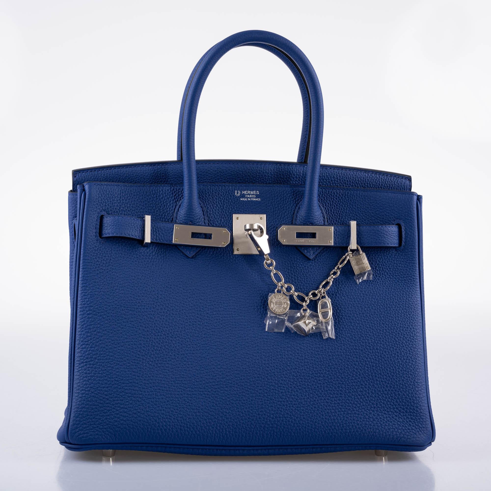 Hermès HSS Birkin 30 Blue Electric Togo with Brushed Palladium Hardware - 2019, D