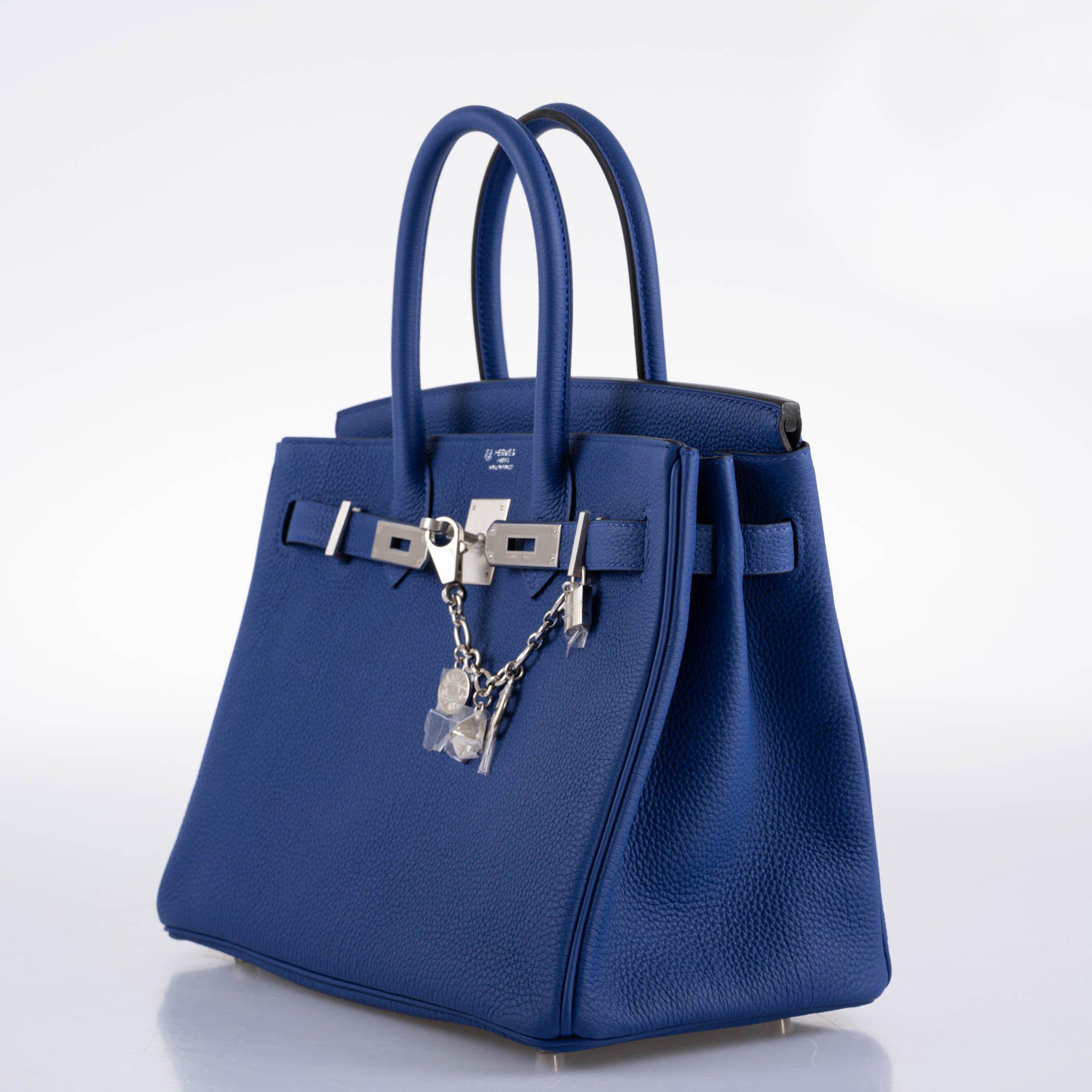 Hermès HSS Birkin 30 Blue Electric Togo with Brushed Palladium Hardware - 2019, D