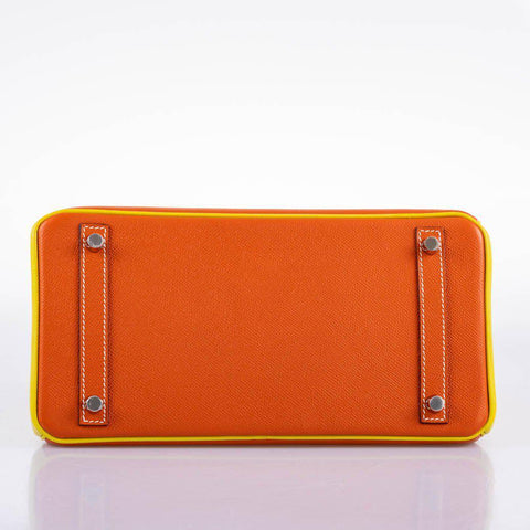 Hermès HSS Birkin 30 Feu & Lime Epsom with Brushed Palladium Hardware - 2013, Q Square