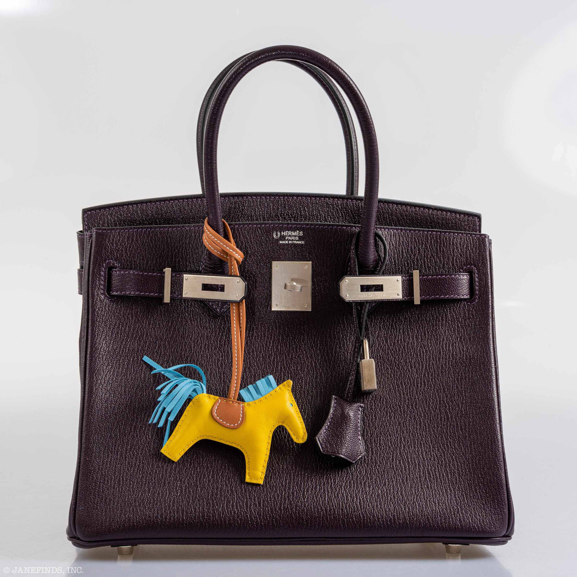 Hermès HSS Birkin 30 Raisin Chevre & Vert Anglais Brushed Palladium Hardware - 2015