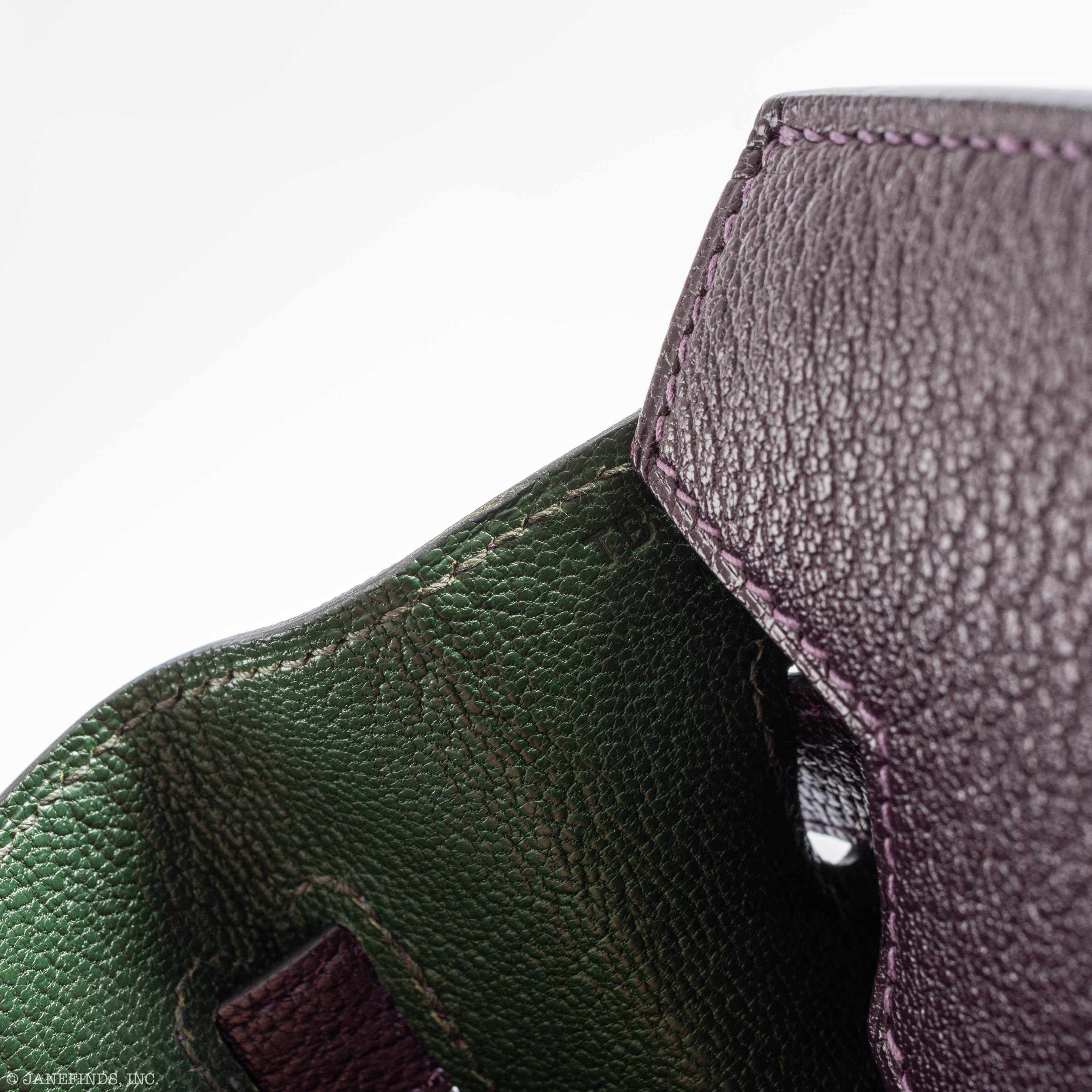 Hermès HSS Birkin 30 Raisin Chevre & Vert Anglais Brushed Palladium Hardware - 2015