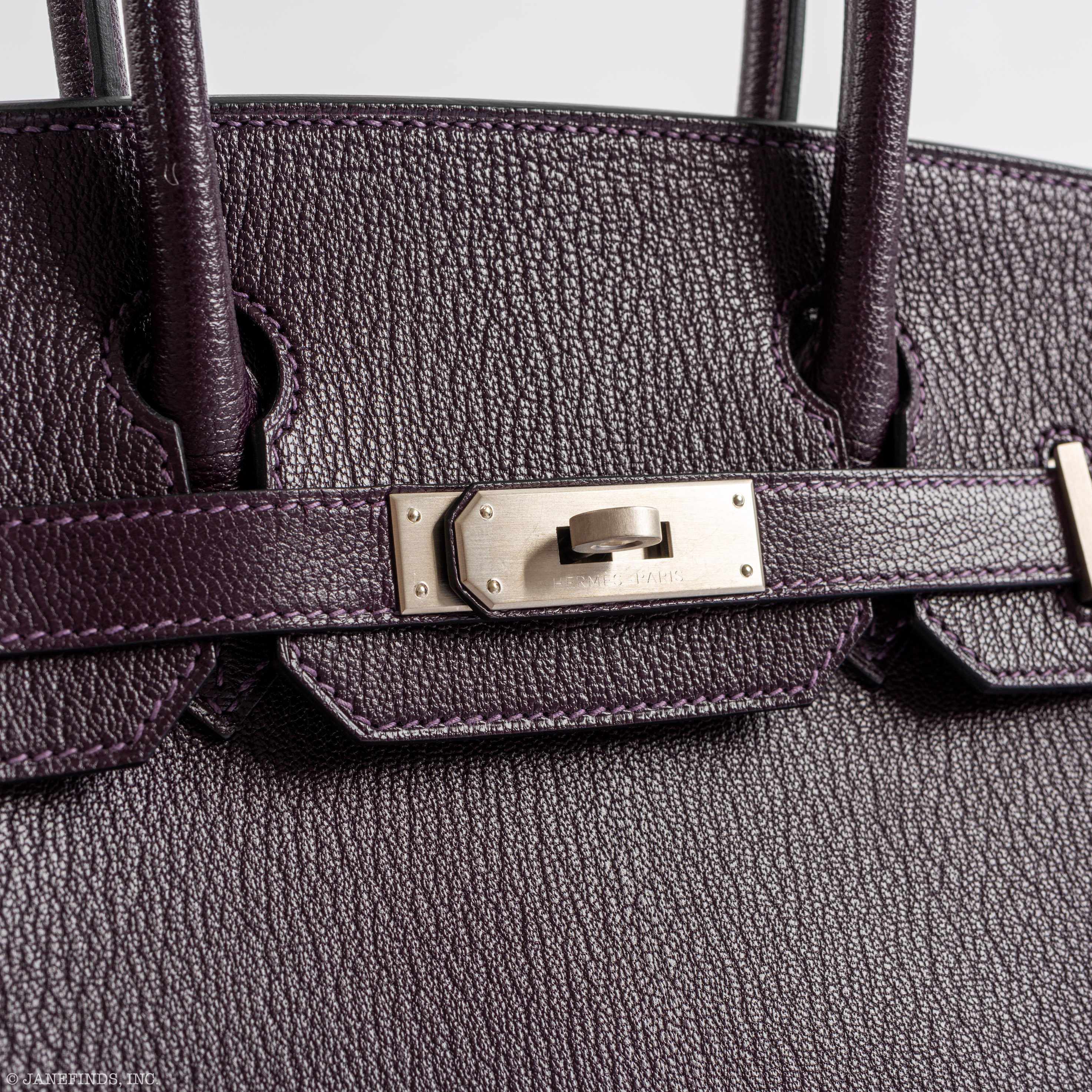 Hermès HSS Birkin 30 Raisin Chevre & Vert Anglais Brushed Palladium Hardware - 2015