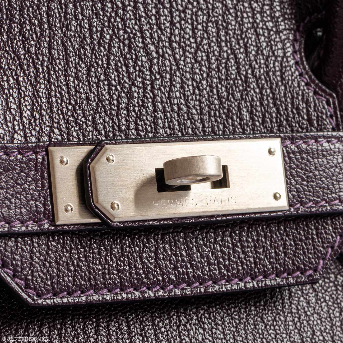 Hermès HSS Birkin 30 Raisin Chevre & Vert Anglais Brushed Palladium Hardware - 2015