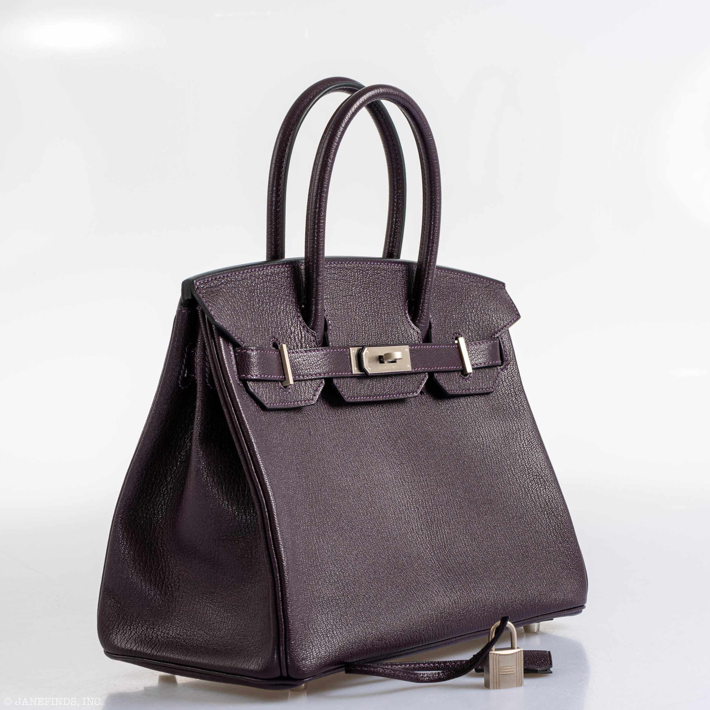 Hermès HSS Birkin 30 Raisin Chevre & Vert Anglais Brushed Palladium Hardware - 2015