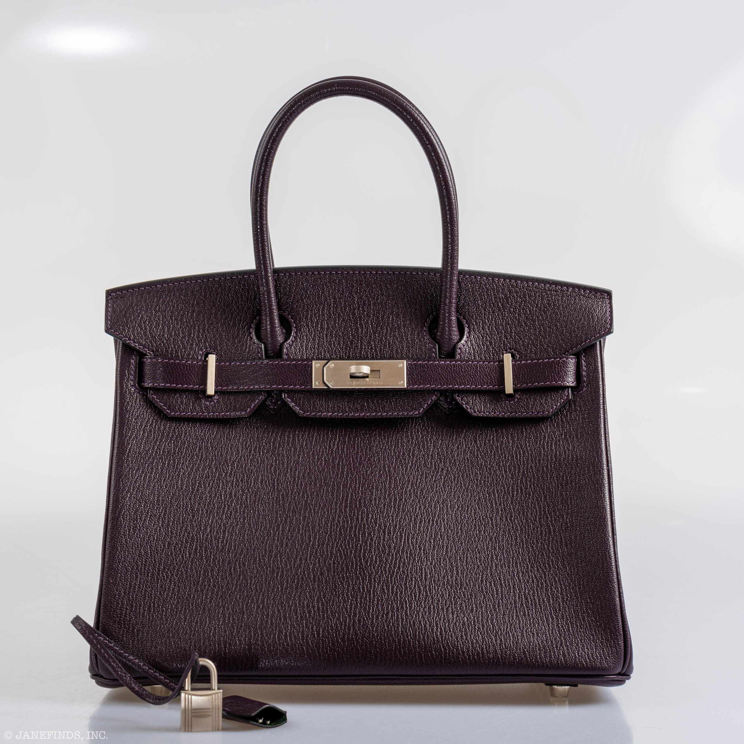 Hermès HSS Birkin 30 Raisin Chevre & Vert Anglais Brushed Palladium Hardware - 2015