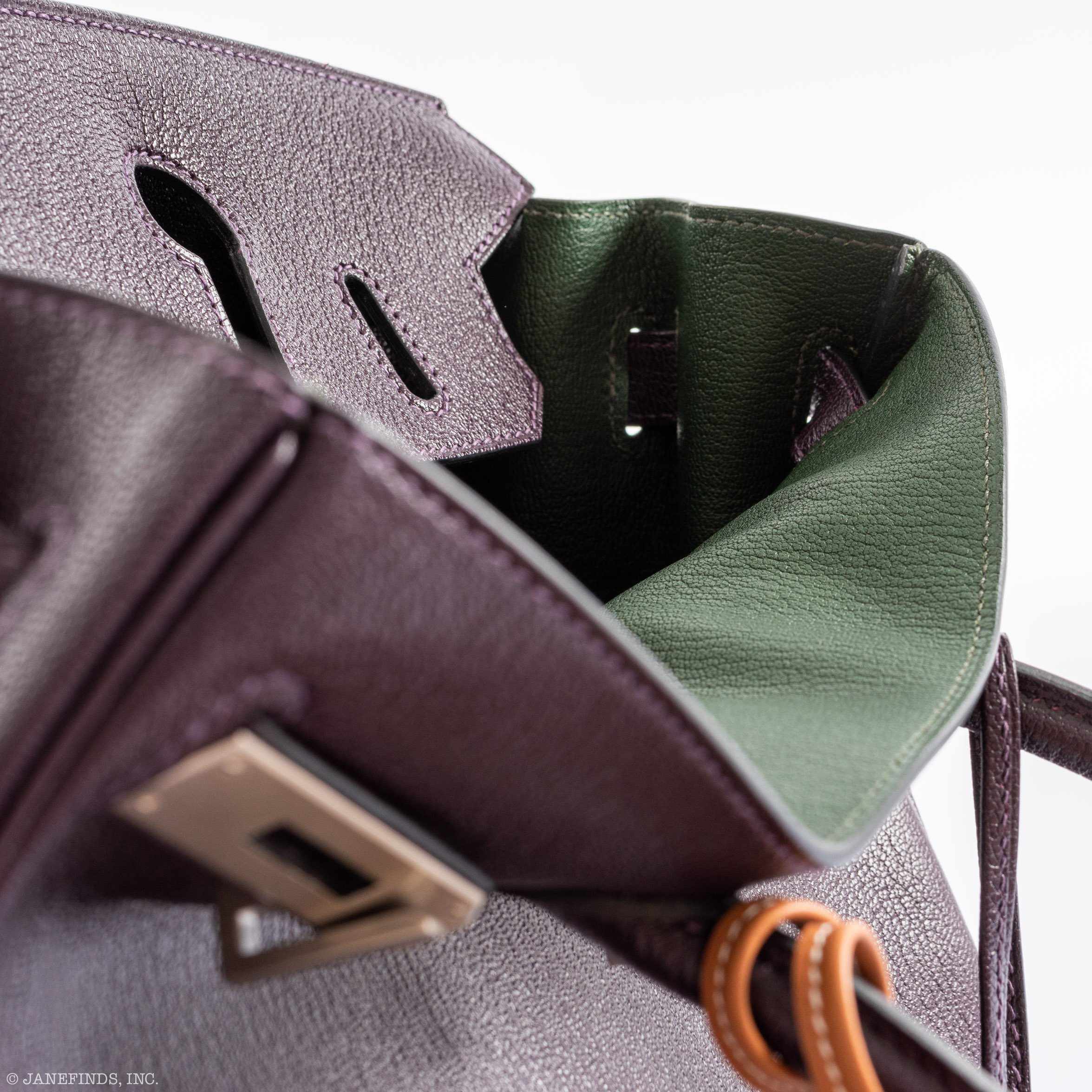 Hermès HSS Birkin 30 Raisin Chevre & Vert Anglais Brushed Palladium Hardware - 2015