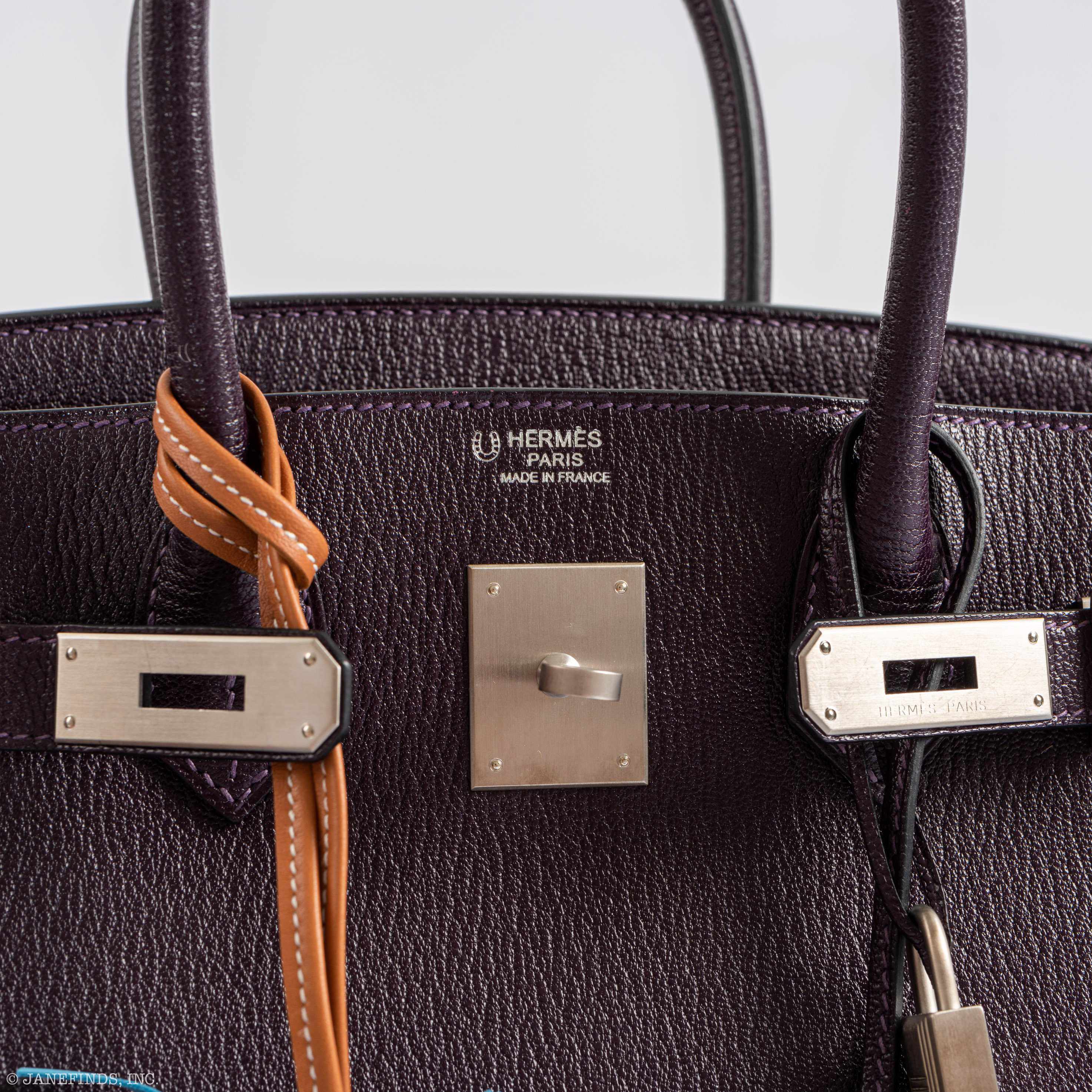 Hermès HSS Birkin 30 Raisin Chevre & Vert Anglais Brushed Palladium Hardware - 2015