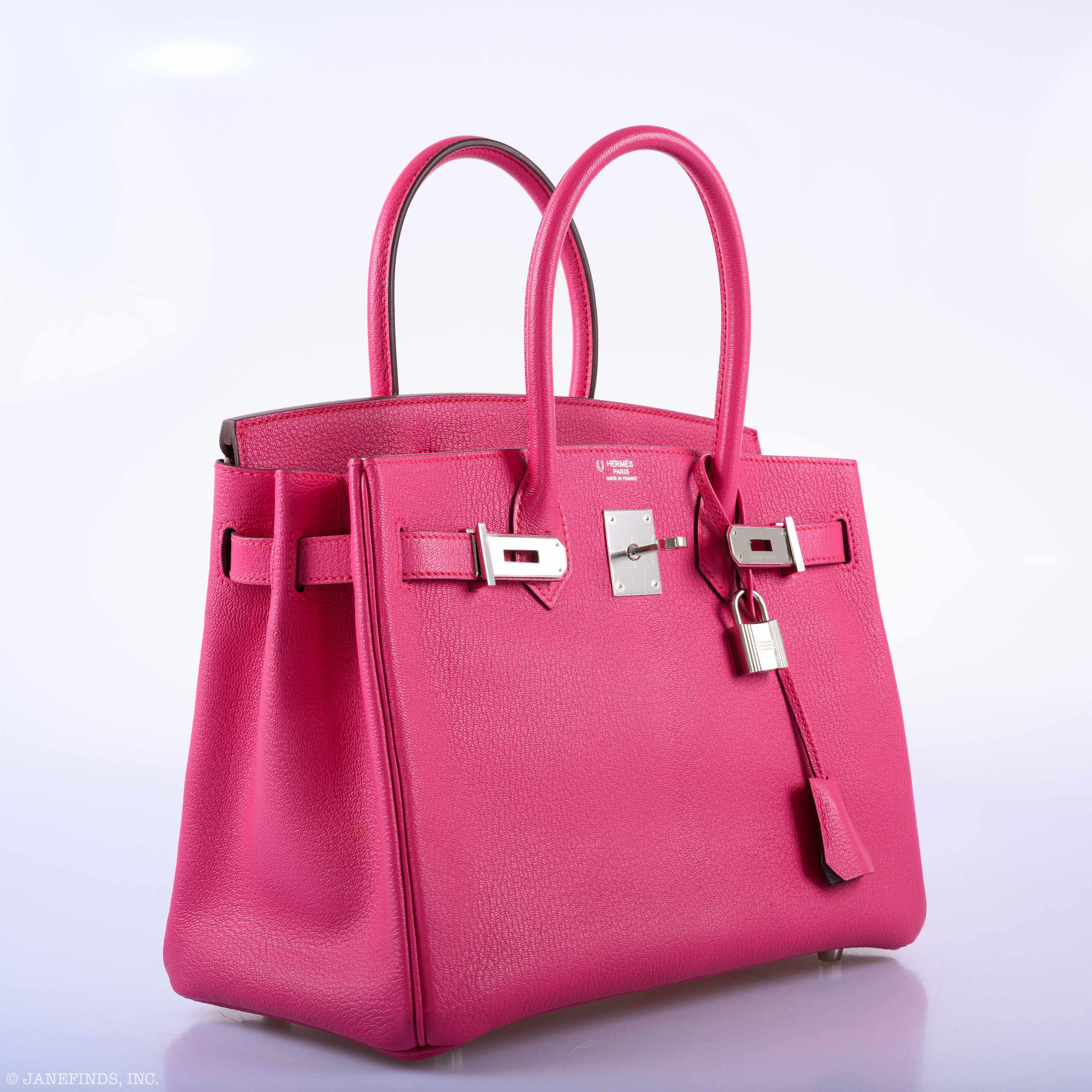 Hermès HSS Birkin 30 Rose Shocking Chevre Leather & Etoupe Palladium Hardware - 2014, R Square