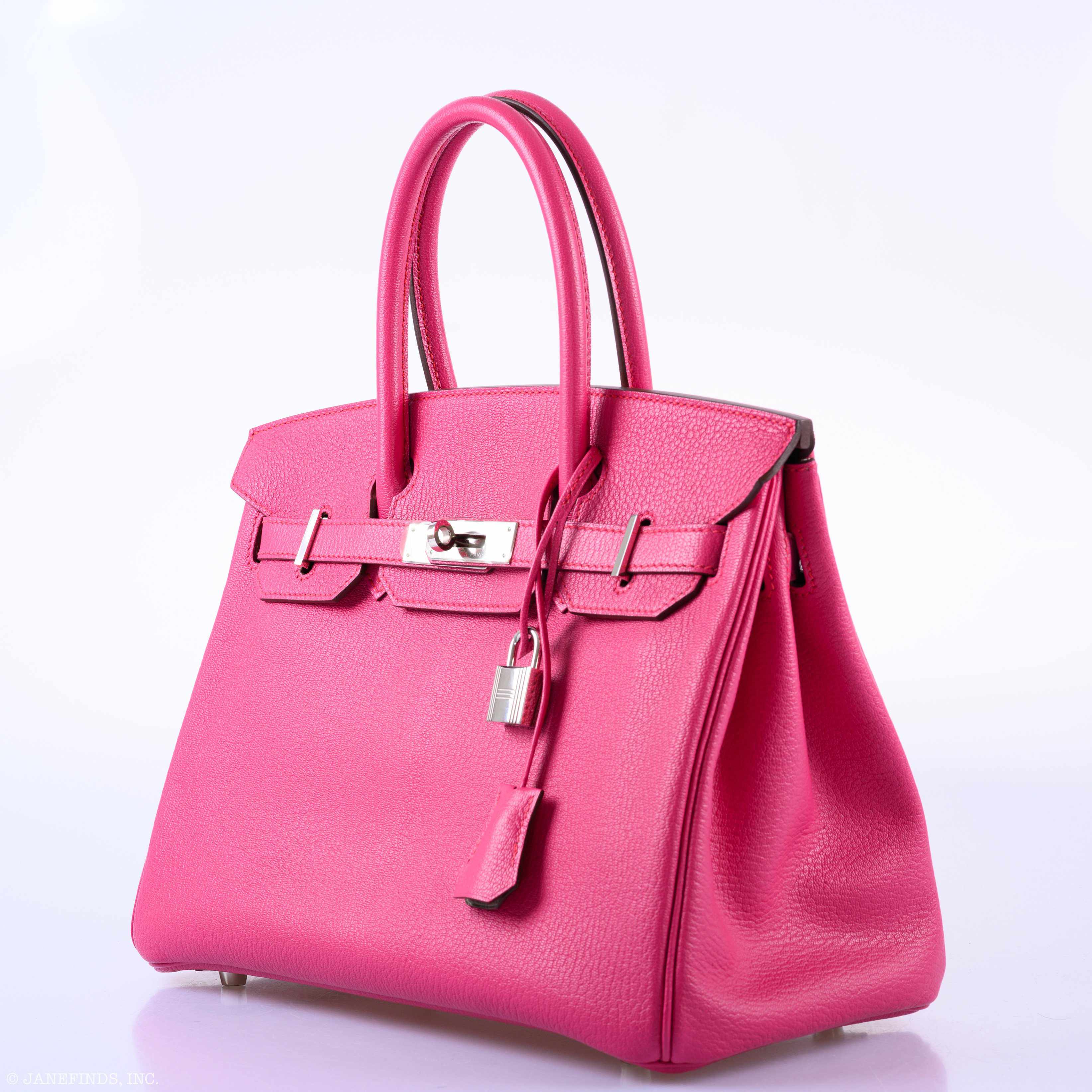 Hermès HSS Birkin 30 Rose Shocking Chevre Leather & Etoupe Palladium Hardware - 2014, R Square