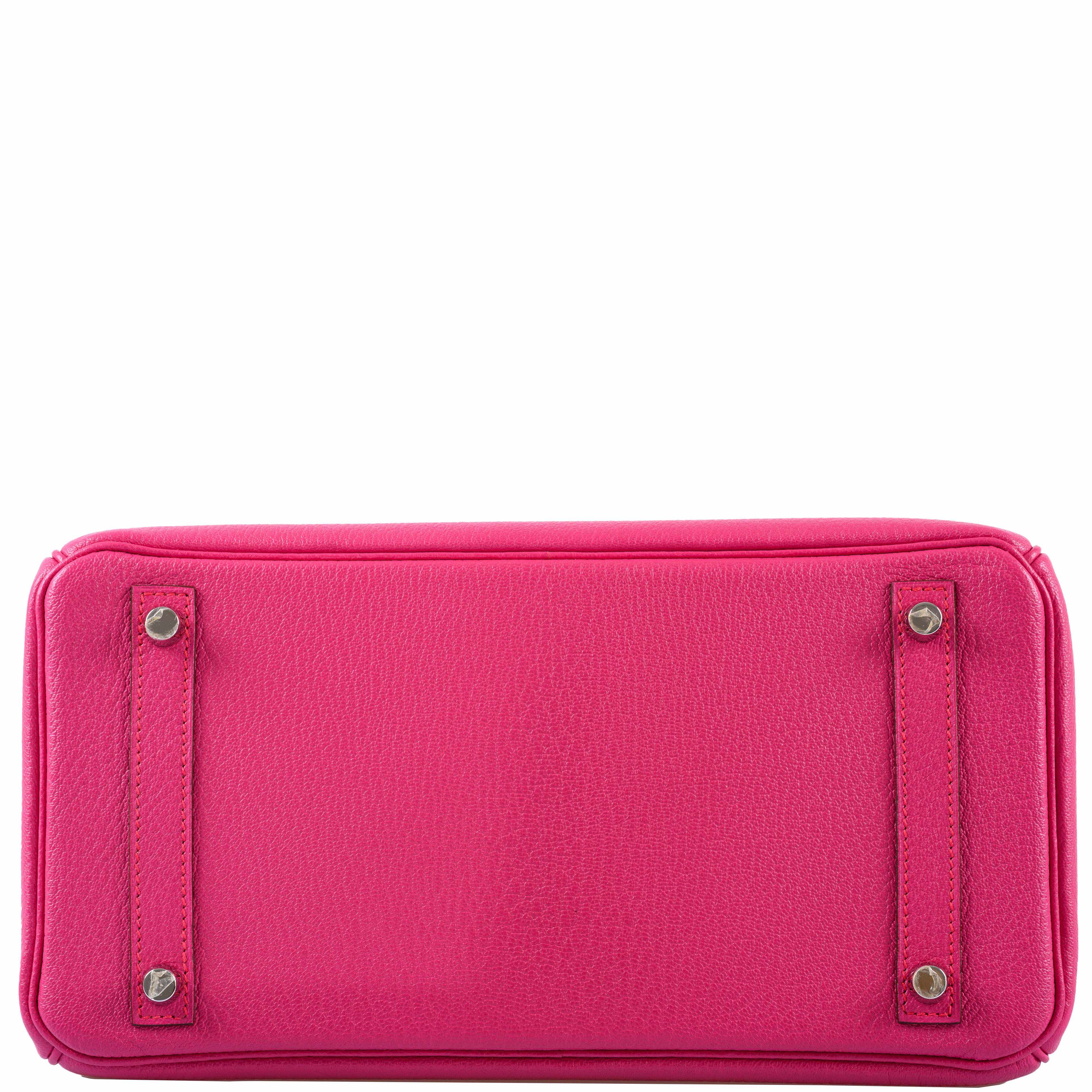 Hermès HSS Birkin 30 Rose Shocking Chevre Leather & Etoupe Palladium Hardware - 2014, R Square