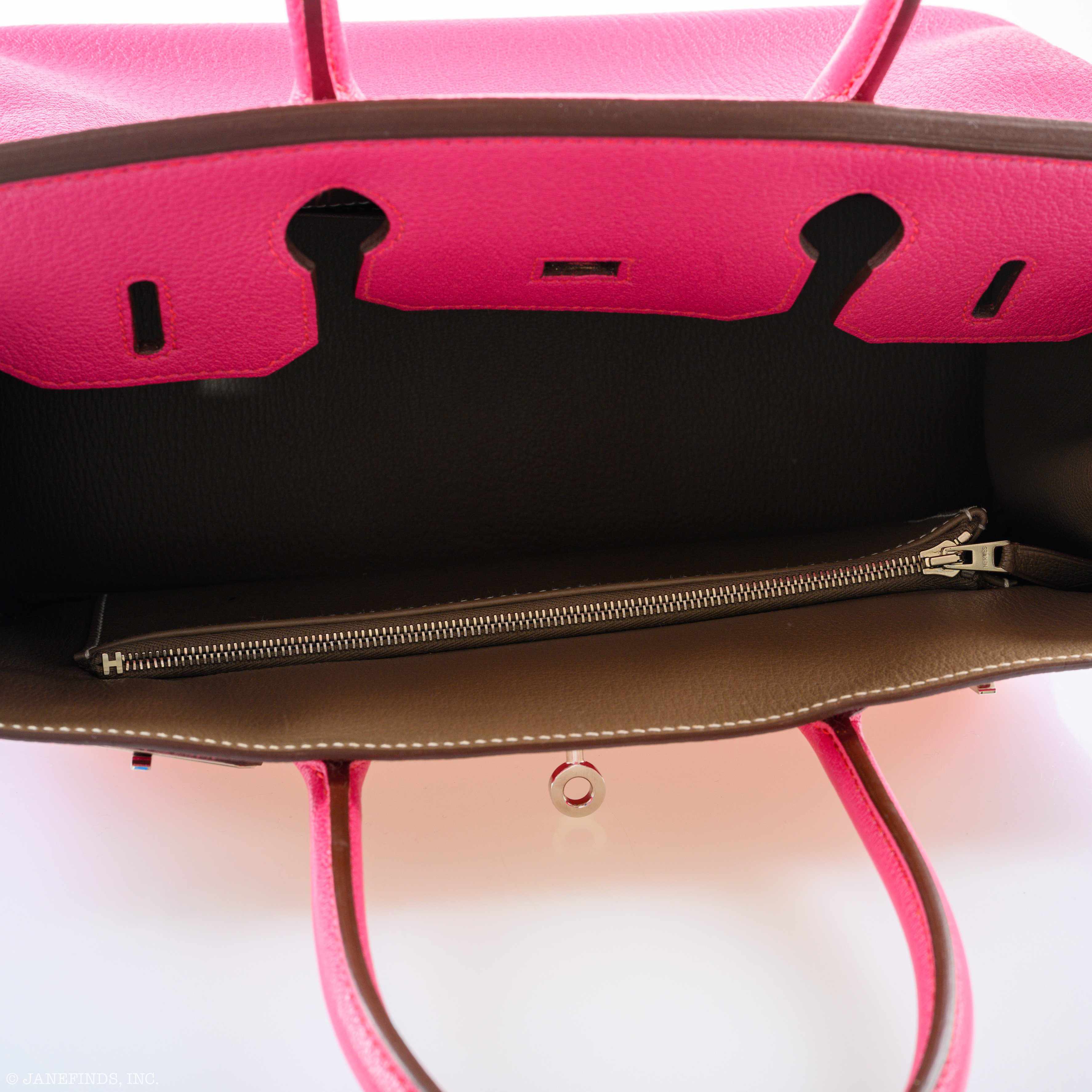 Hermès HSS Birkin 30 Rose Shocking Chevre Leather & Etoupe Palladium Hardware - 2014, R Square