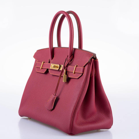 Hermès HSS Birkin 30 Rubis Togo & Orange H with Gold Hardware - 2015, T