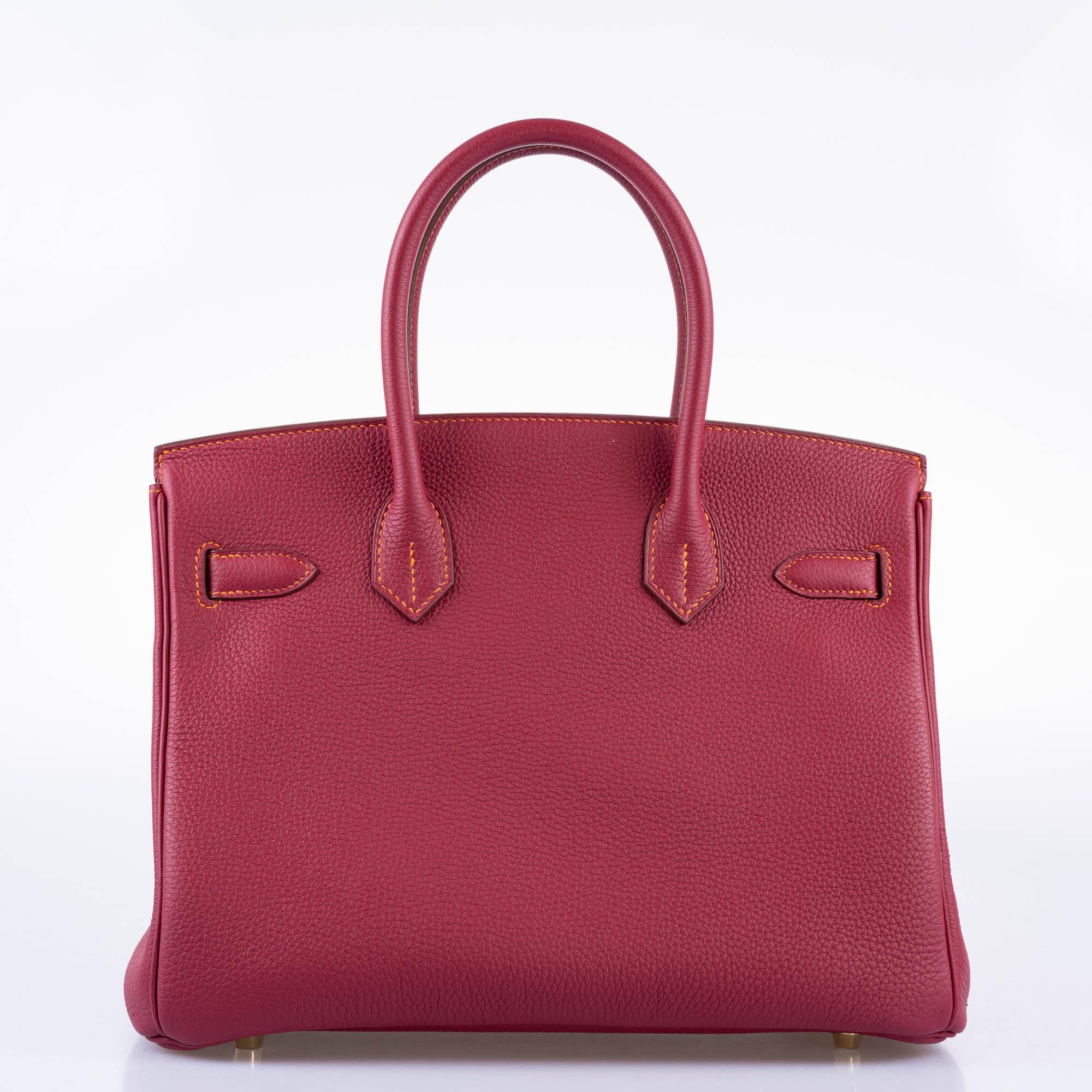 Hermès HSS Birkin 30 Rubis Togo & Orange H with Gold Hardware - 2015, T