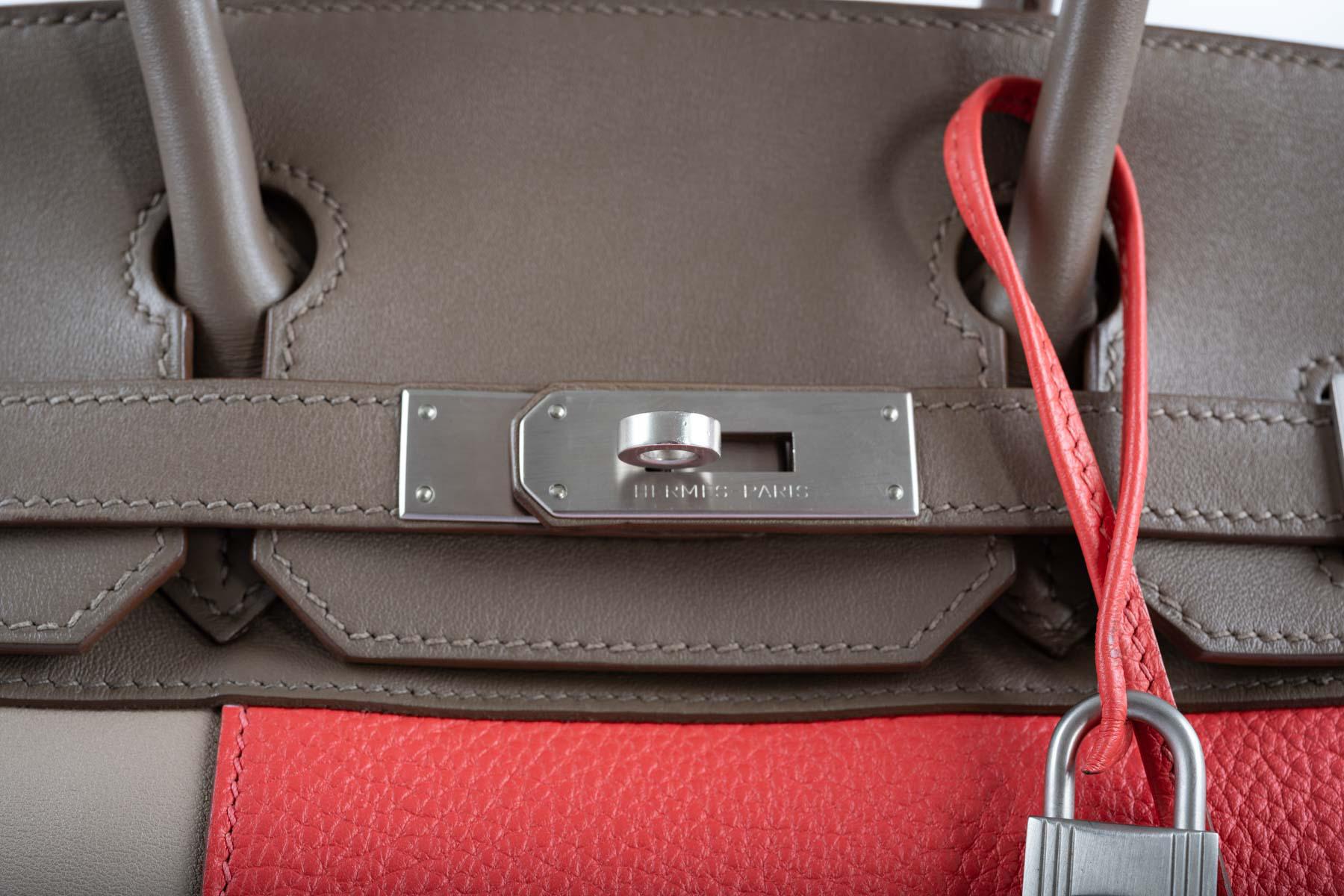 Hermès HSS Birkin 30 Tri-Color Rose Jaipur, Etoupe, Argile Clemence and Swift Brushed Palladium Hardware