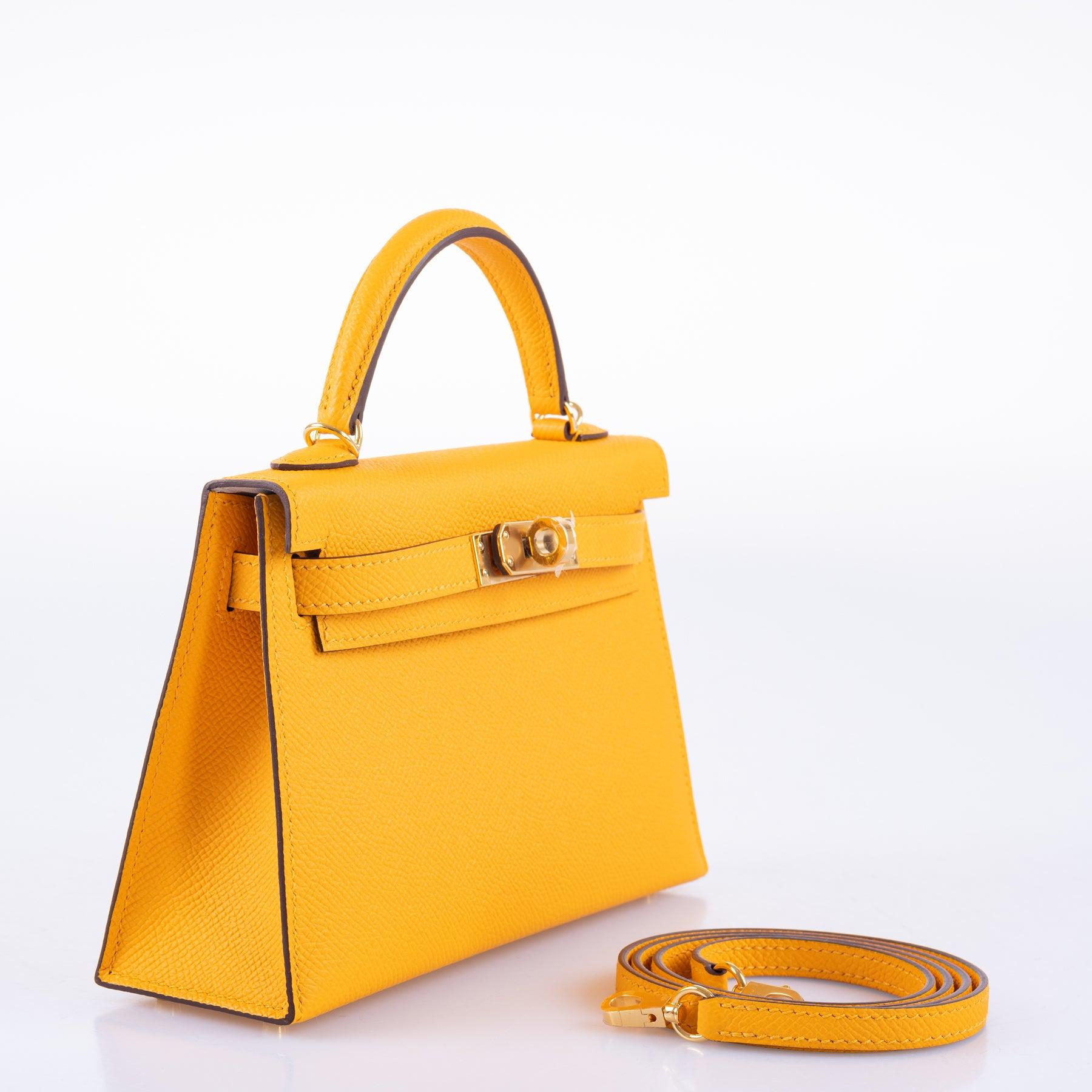 Hermès HSS Kelly 20 Mini II Sellier Moutard Epsom & Gris Perle Gold Hardware