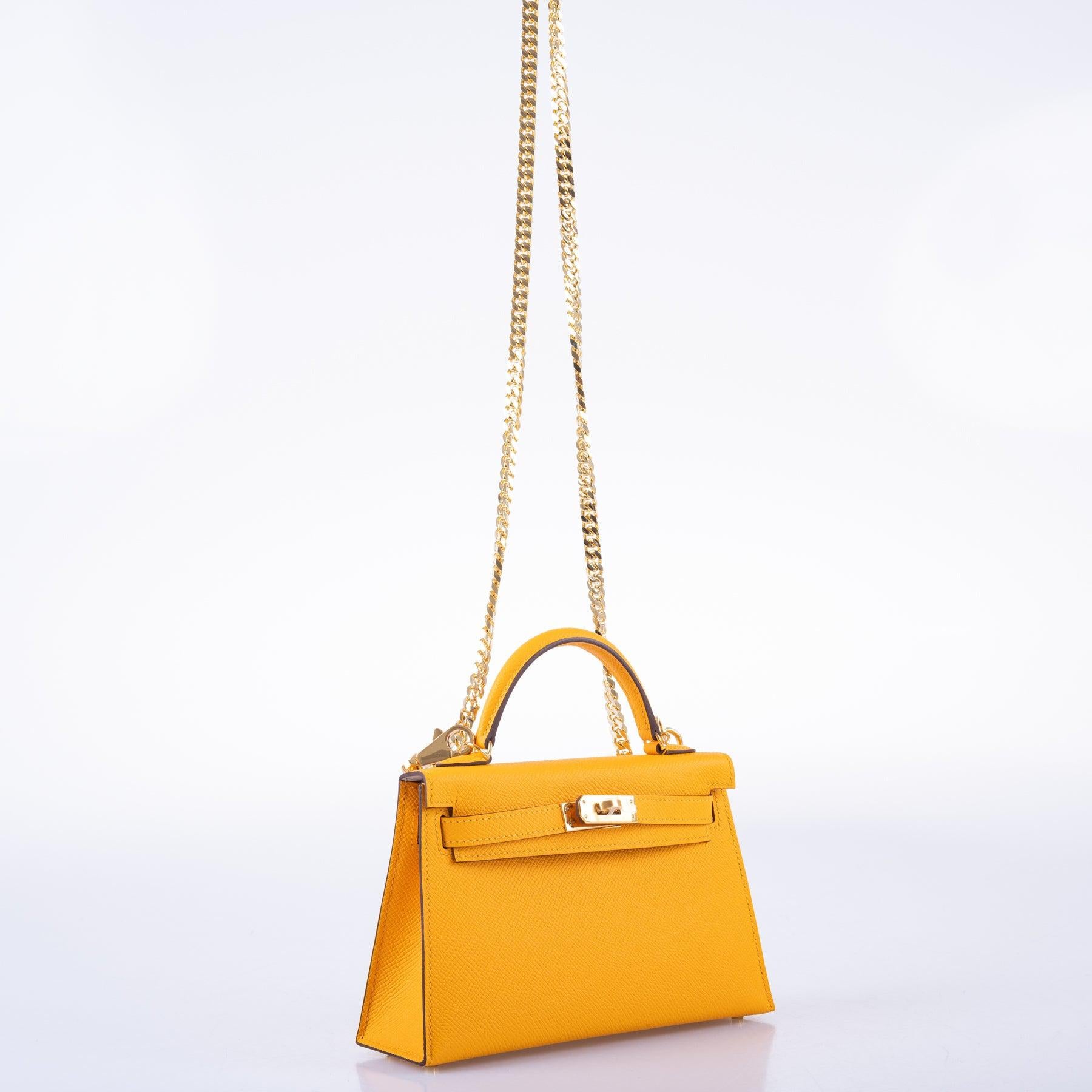 Hermès HSS Kelly 20 Mini II Sellier Moutard Epsom & Gris Perle Gold Hardware