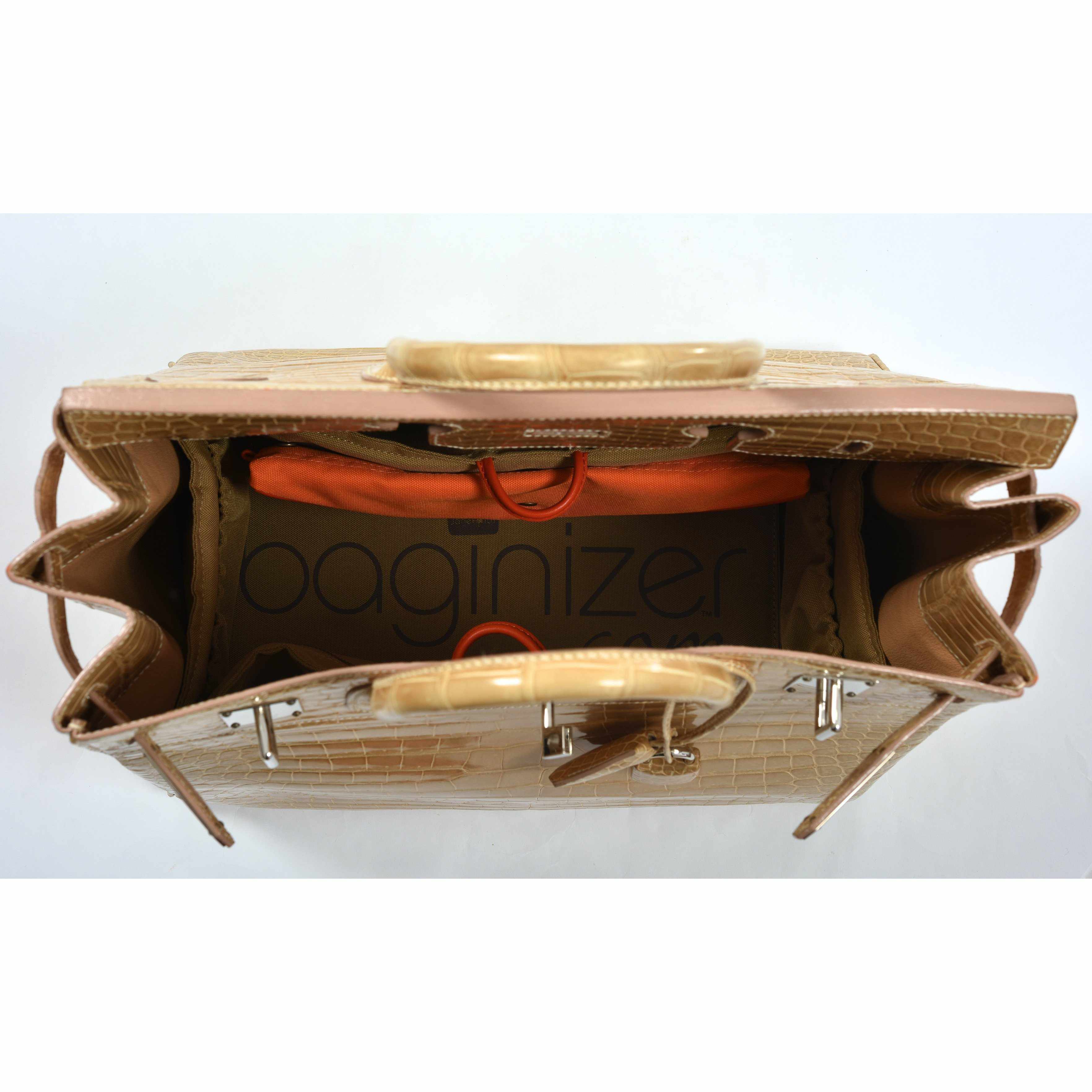 Hermès Haut à Courroies (HAC) 40 Poussière Shiny Porosus Crocodile Palladium Hardware