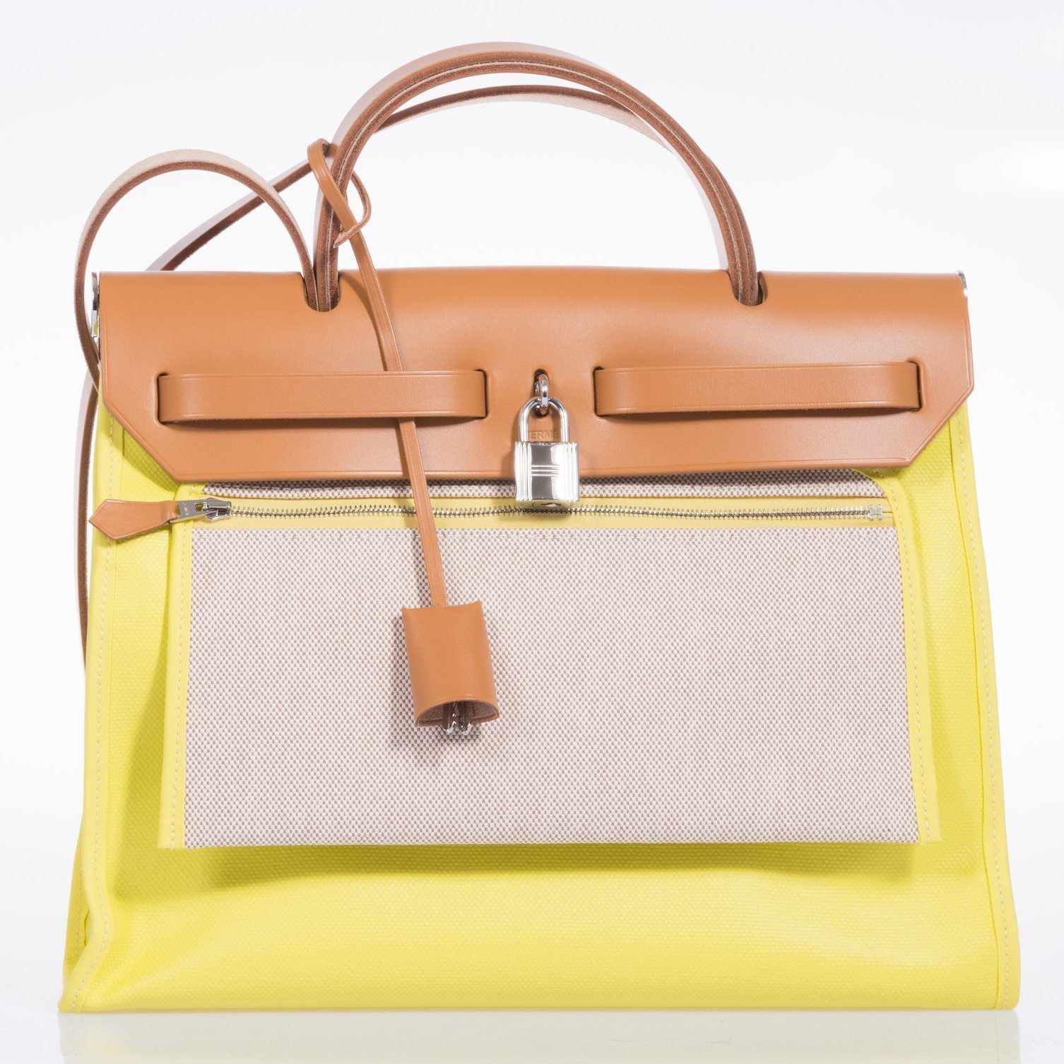 Hermès Herbag Zip 31 PM Lime Ecru Beige Natural Sable Palladium Hardware
