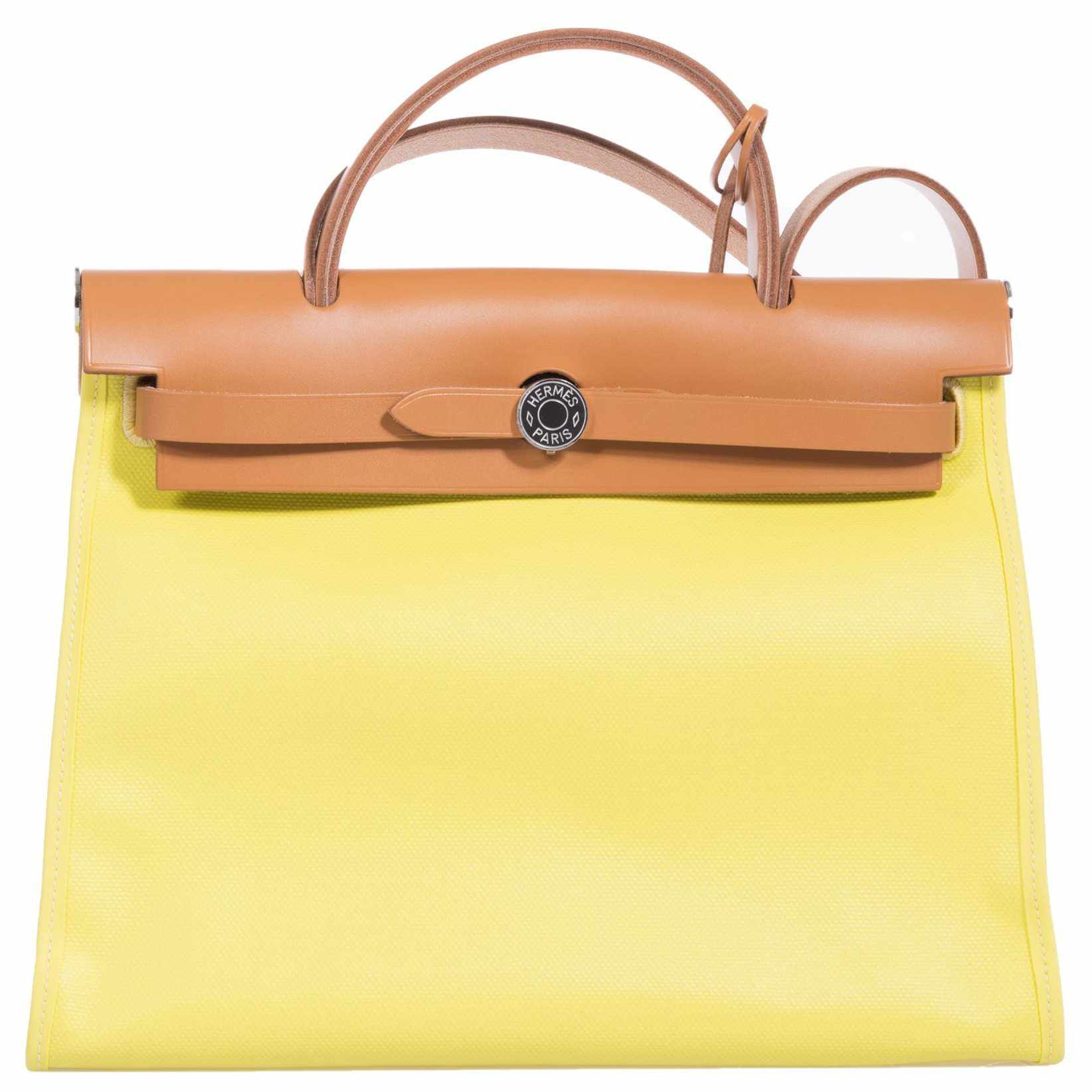 Hermès Herbag Zip 31 PM Lime Ecru Beige Natural Sable Palladium Hardware