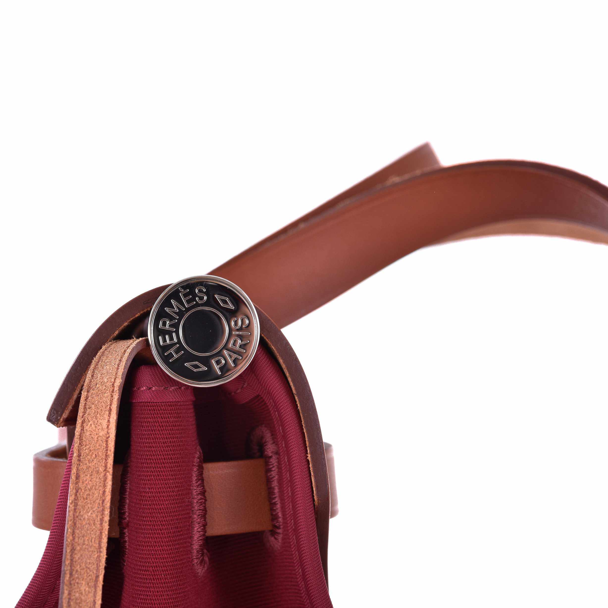 Hermès Herbag Zip 31 PM Rouge Grenat Vache Hunter Toile Natural Palladium